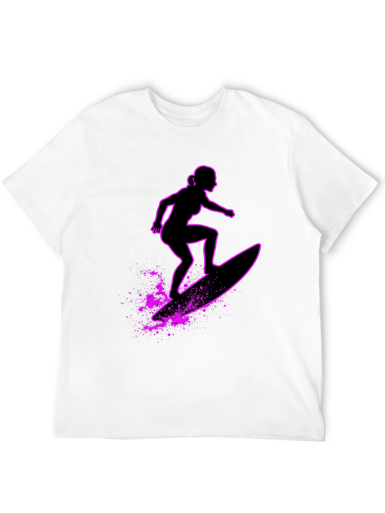 Surfer Girl Graphic T-Shirt - Black Casual Tee