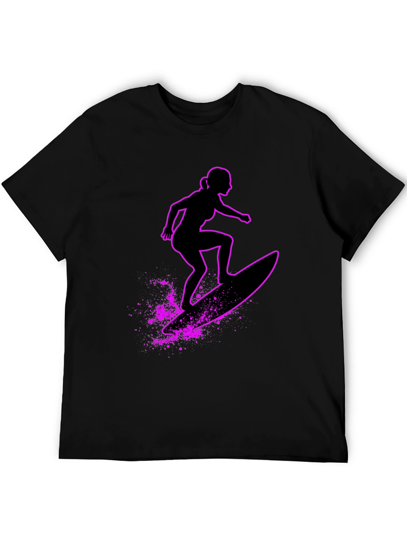 Surfer Girl Graphic T-Shirt - Black Casual Tee