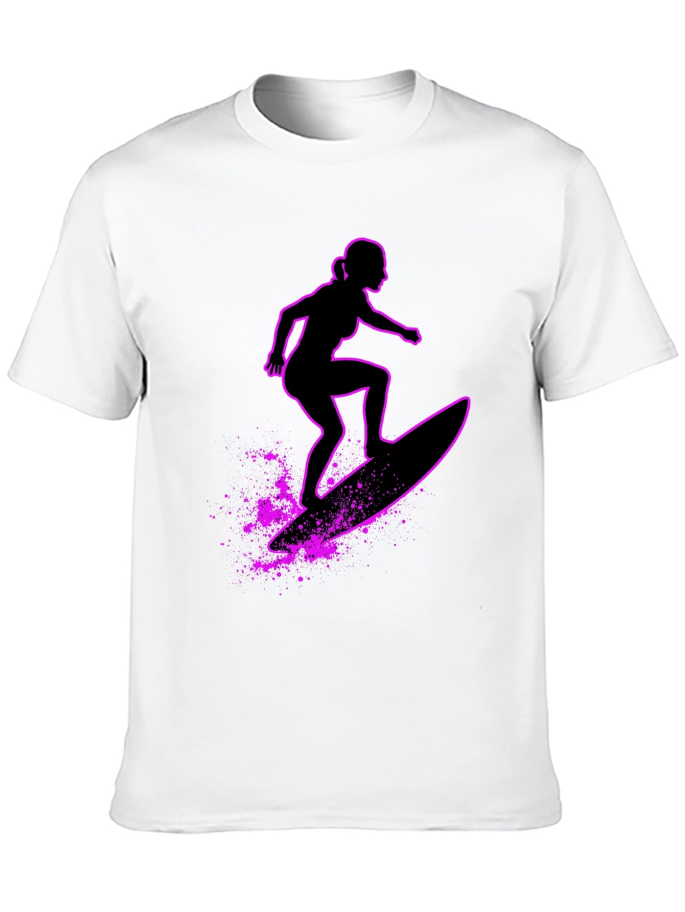 Surfer Girl Graphic T-Shirt - Black Casual Tee