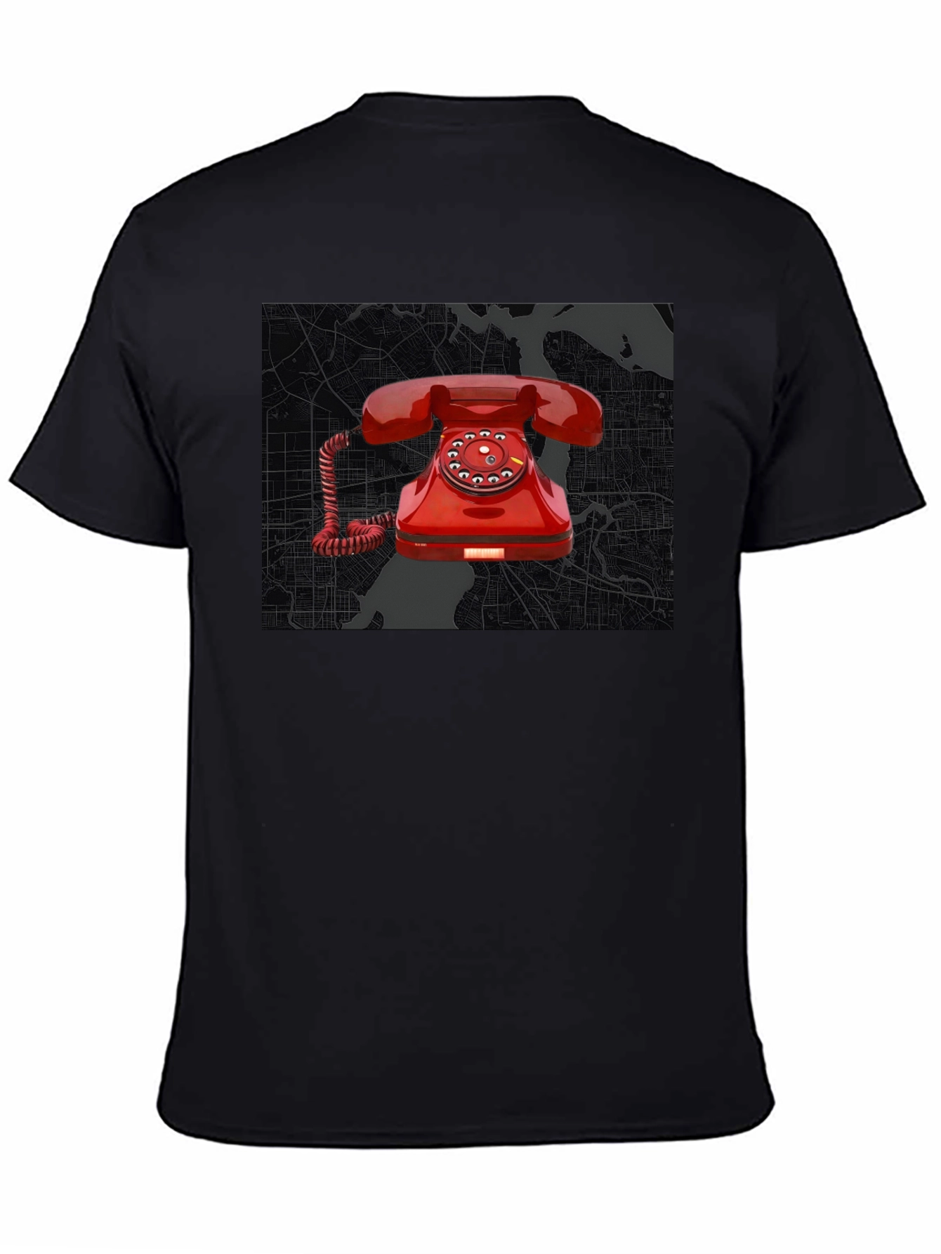 Retro Red Rotary Phone Graphic Tee - Modern Streetwear