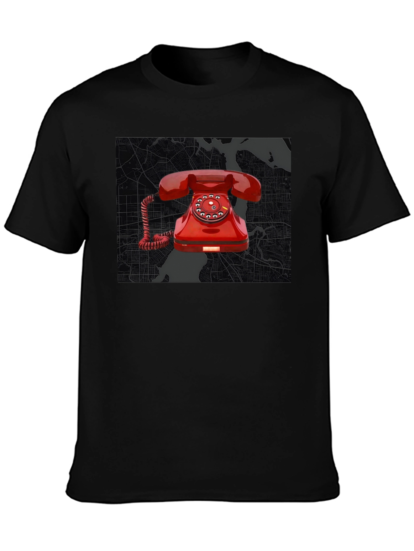 Retro Red Rotary Phone Graphic Tee - Modern Streetwear