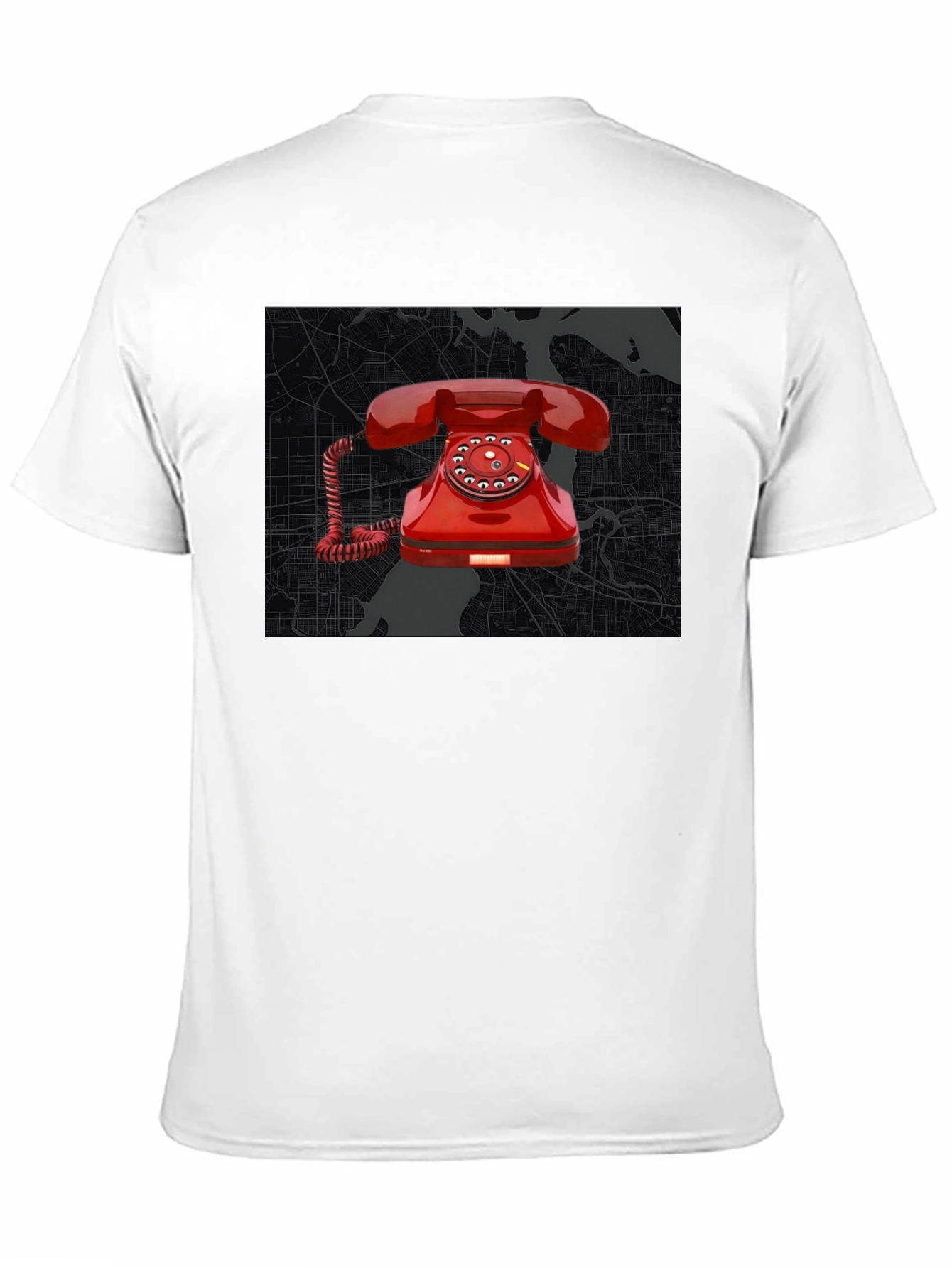 Retro Red Rotary Phone Graphic Tee - Modern Streetwear