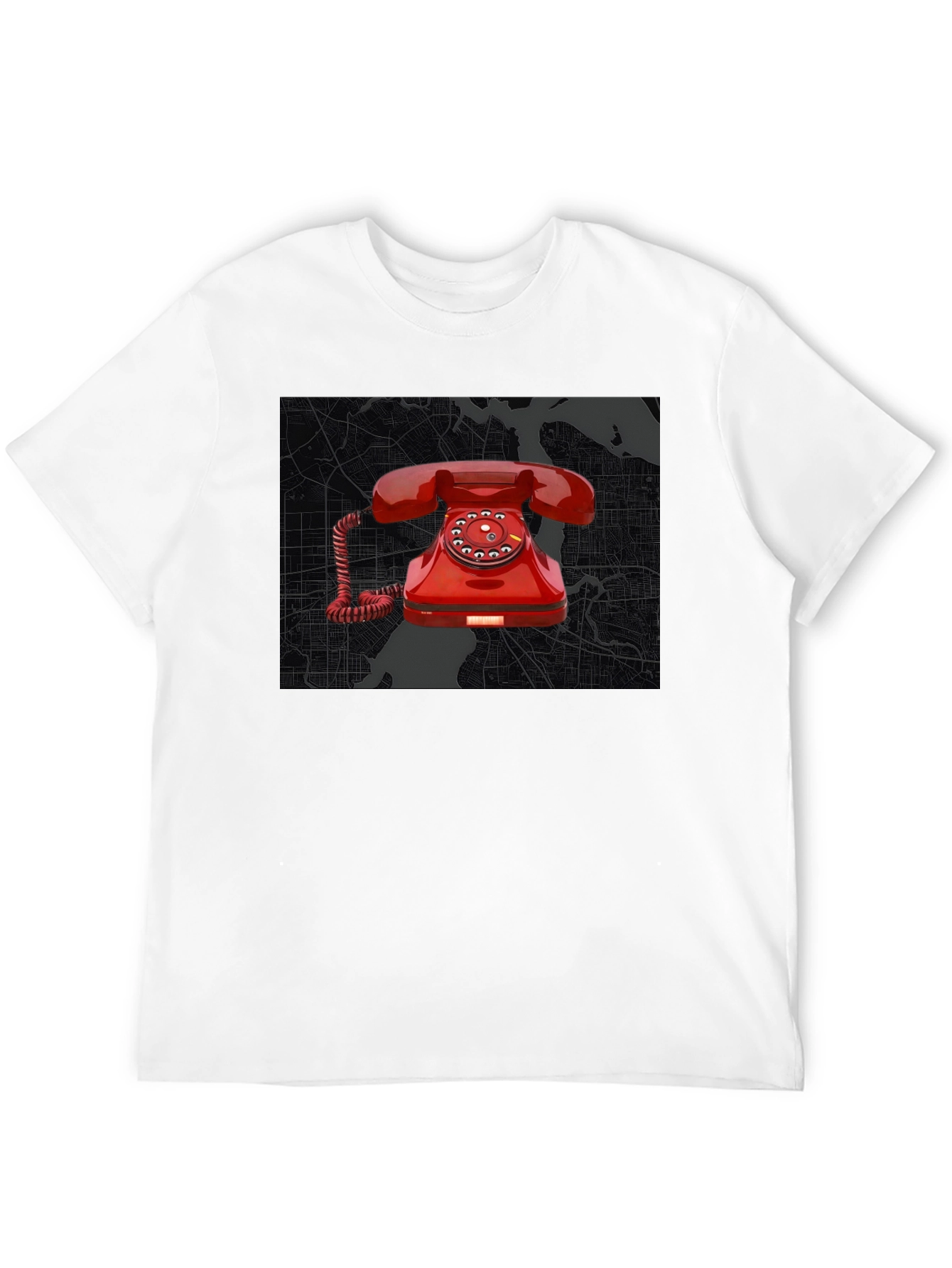 Retro Red Rotary Phone Graphic Tee - Modern Streetwear
