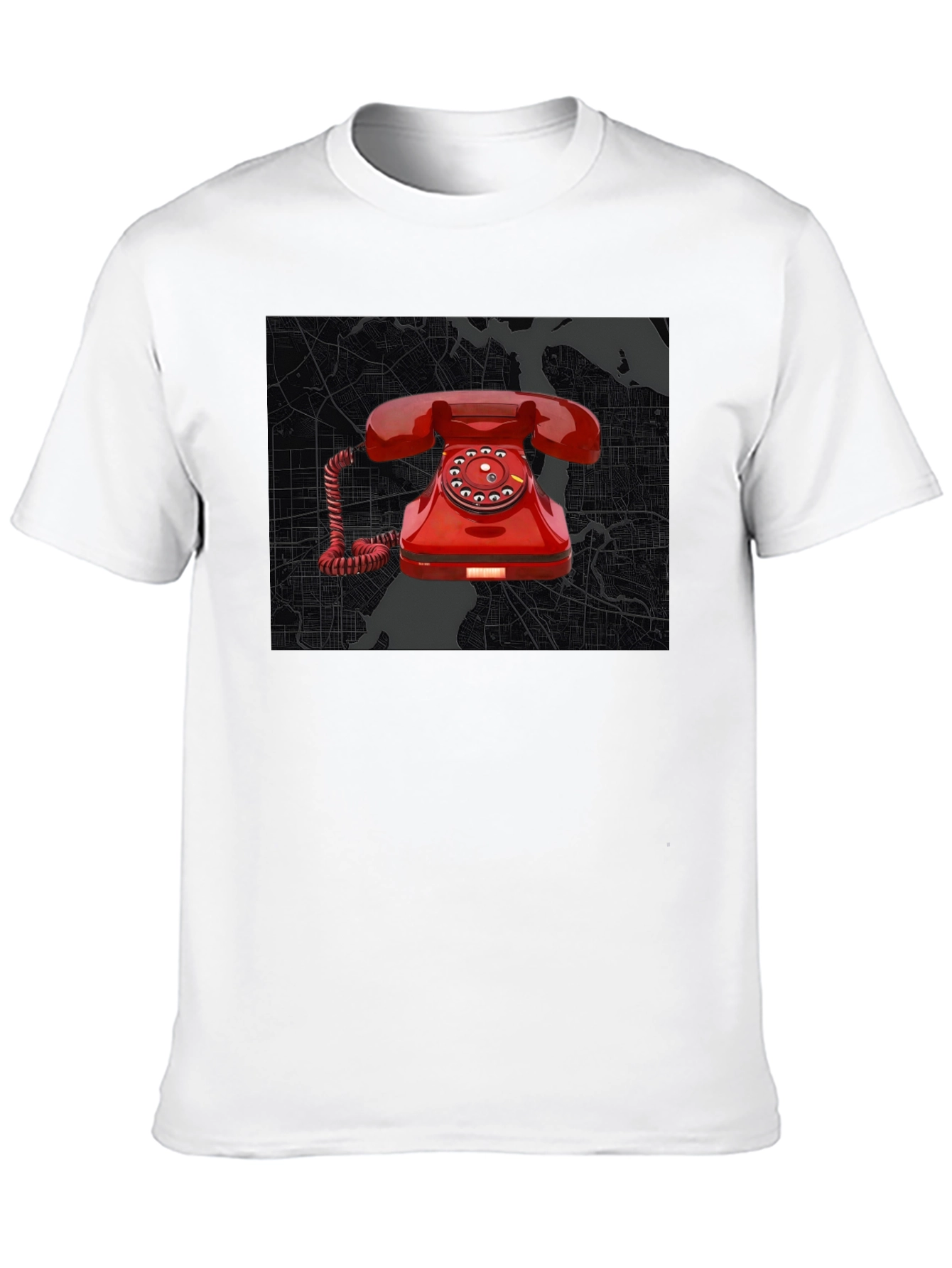 Retro Red Rotary Phone Graphic Tee - Modern Streetwear