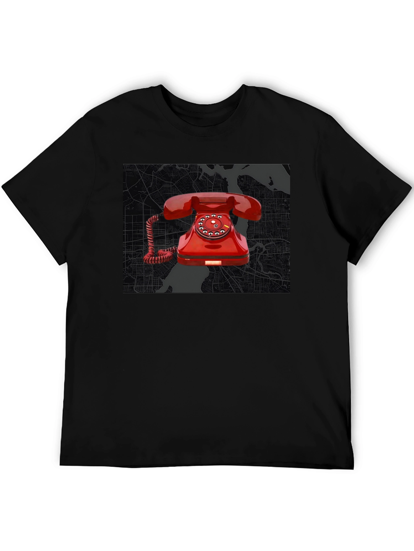 Retro Red Rotary Phone Graphic Tee - Modern Streetwear