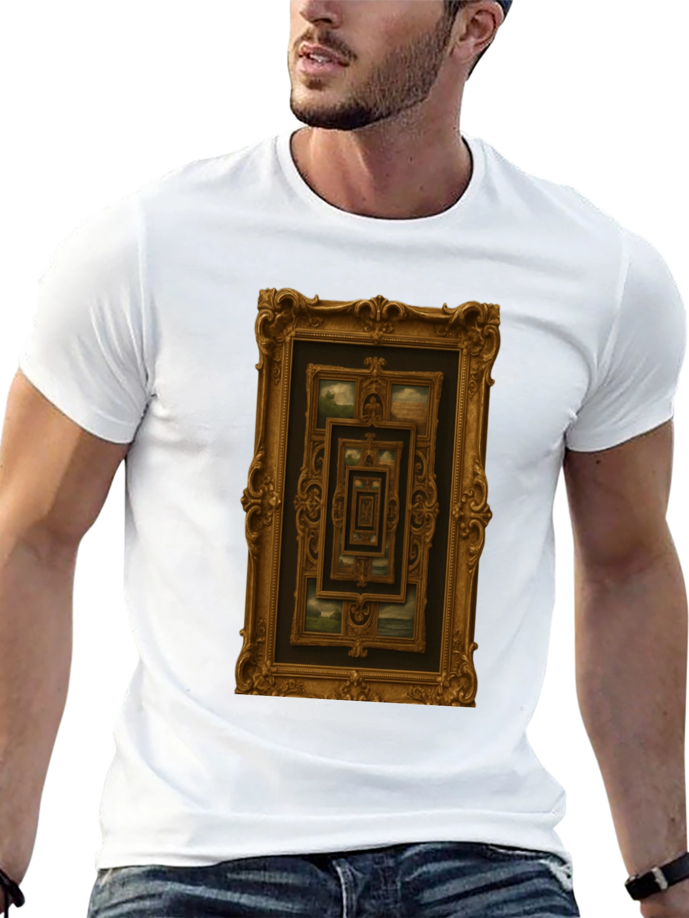 Ornate Picture Frame Pattern Graphic Tee