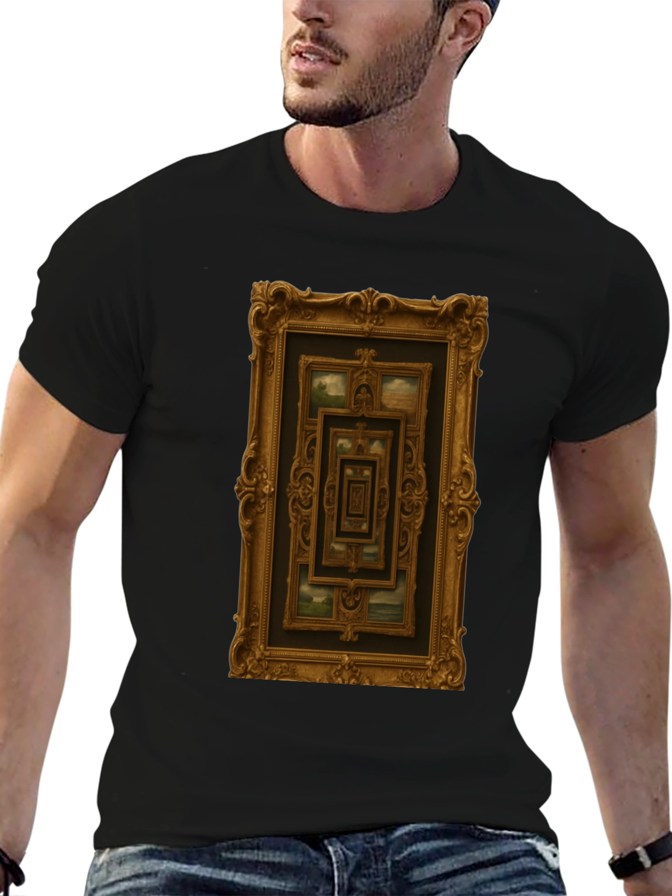 Ornate Picture Frame Pattern Graphic Tee