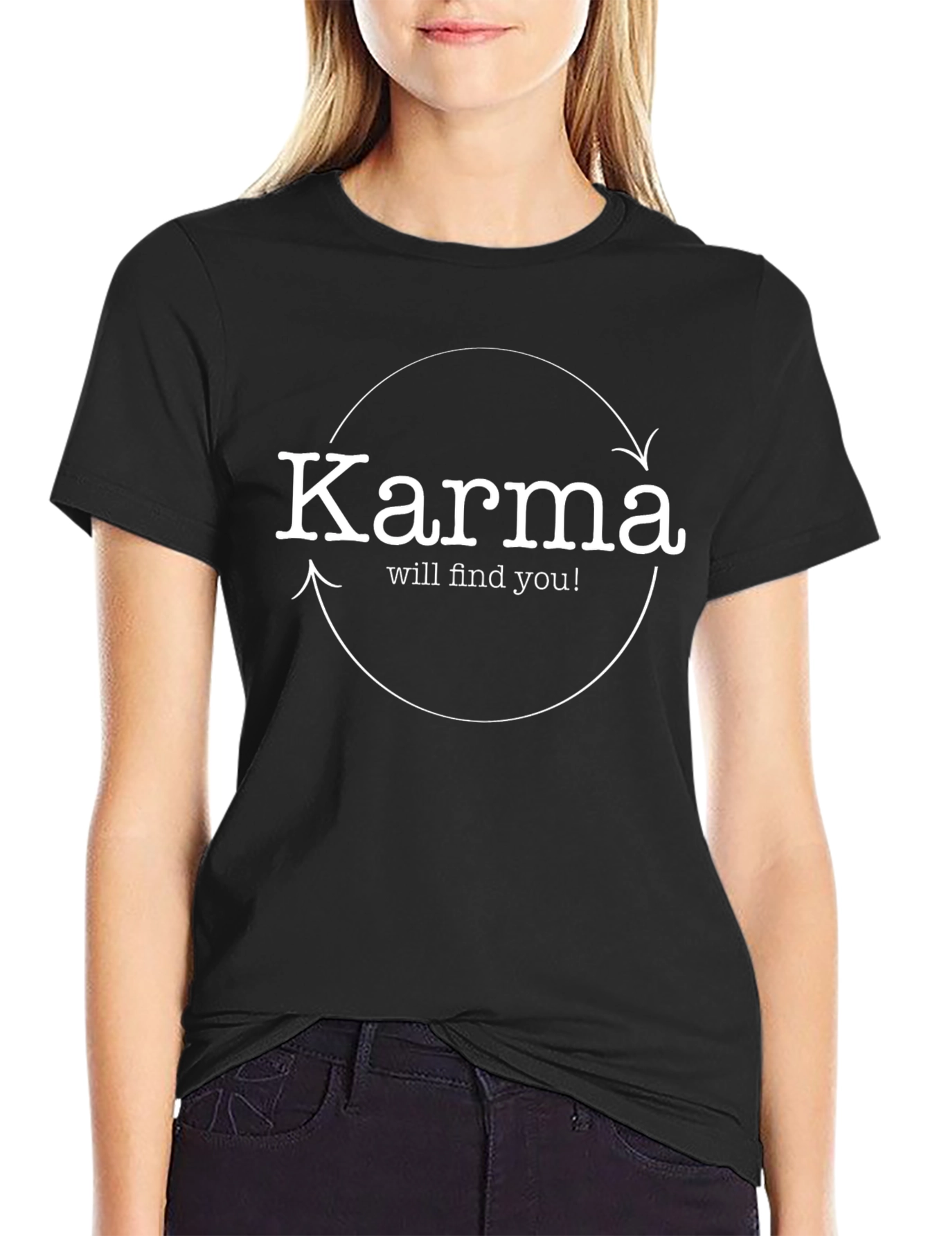 Karma Will Find You! Graphic Tee - Black Cotton