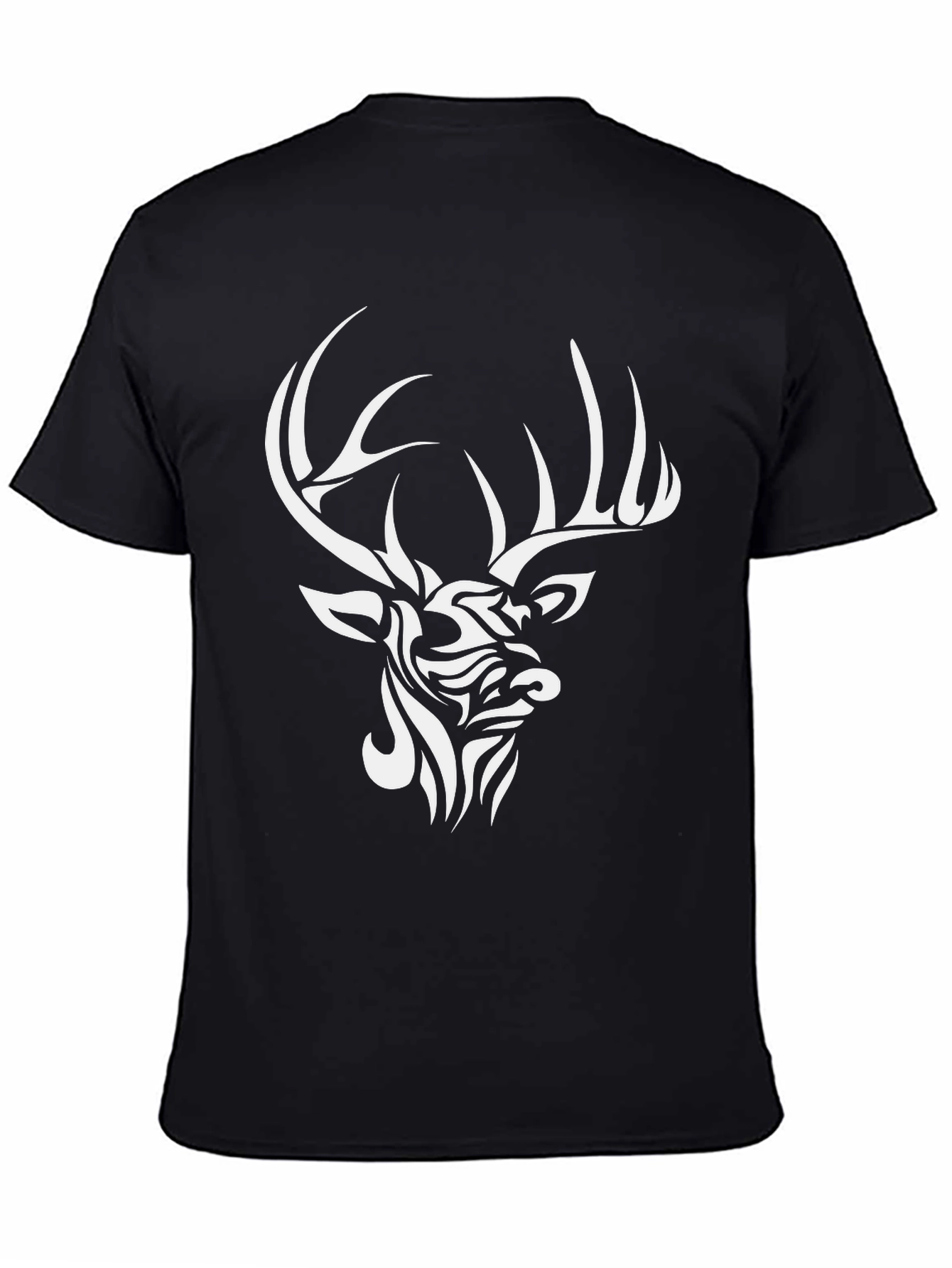 Tribal Deer Graphic T-Shirt - Stylish Black Tee