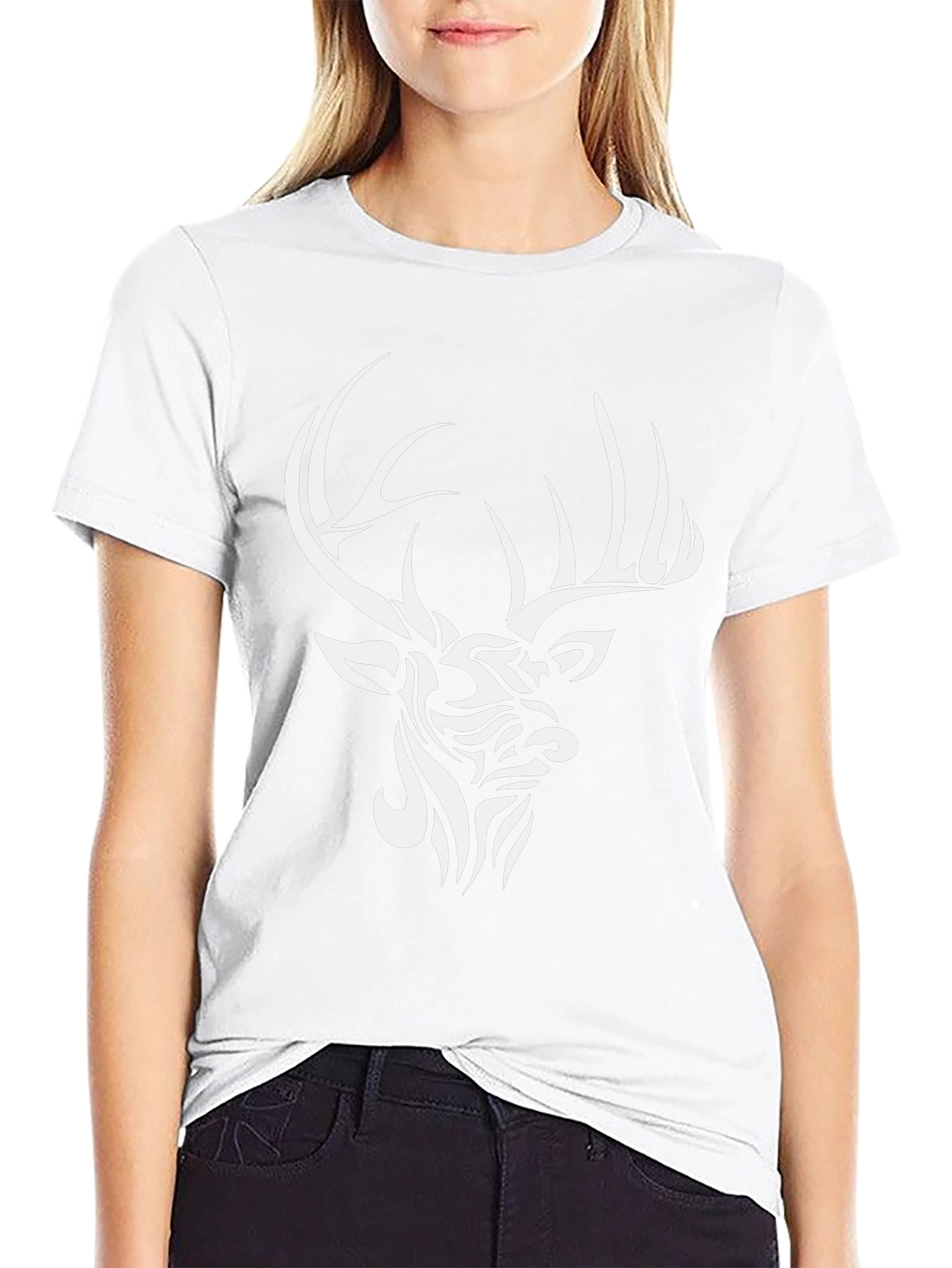Tribal Deer Graphic T-Shirt - Stylish Black Tee