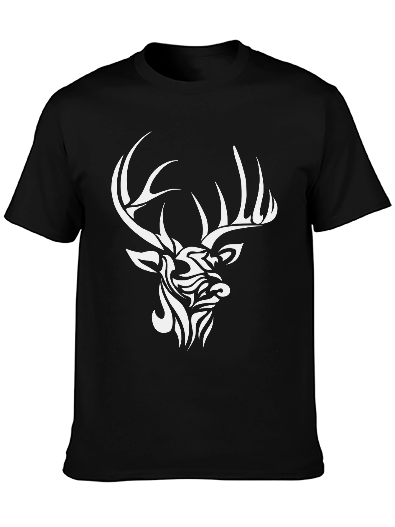 Tribal Deer Graphic T-Shirt - Stylish Black Tee