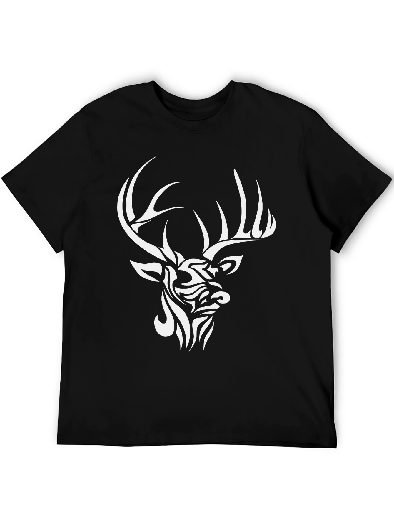 Tribal Deer Graphic T-Shirt - Stylish Black Tee