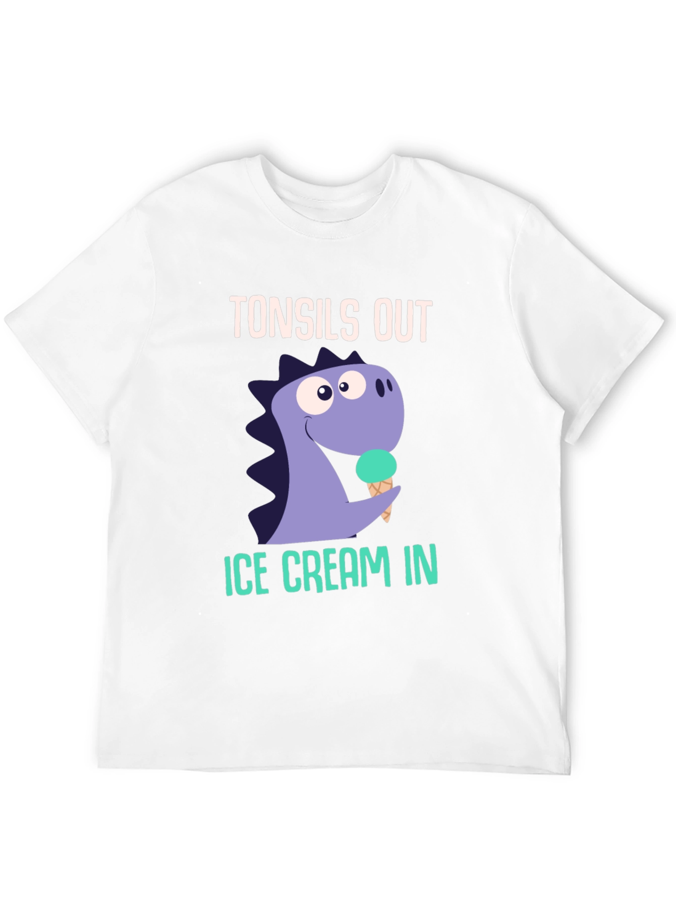 Tonsils Out Ice Cream In Dinosaur Graphic T-Shirt
