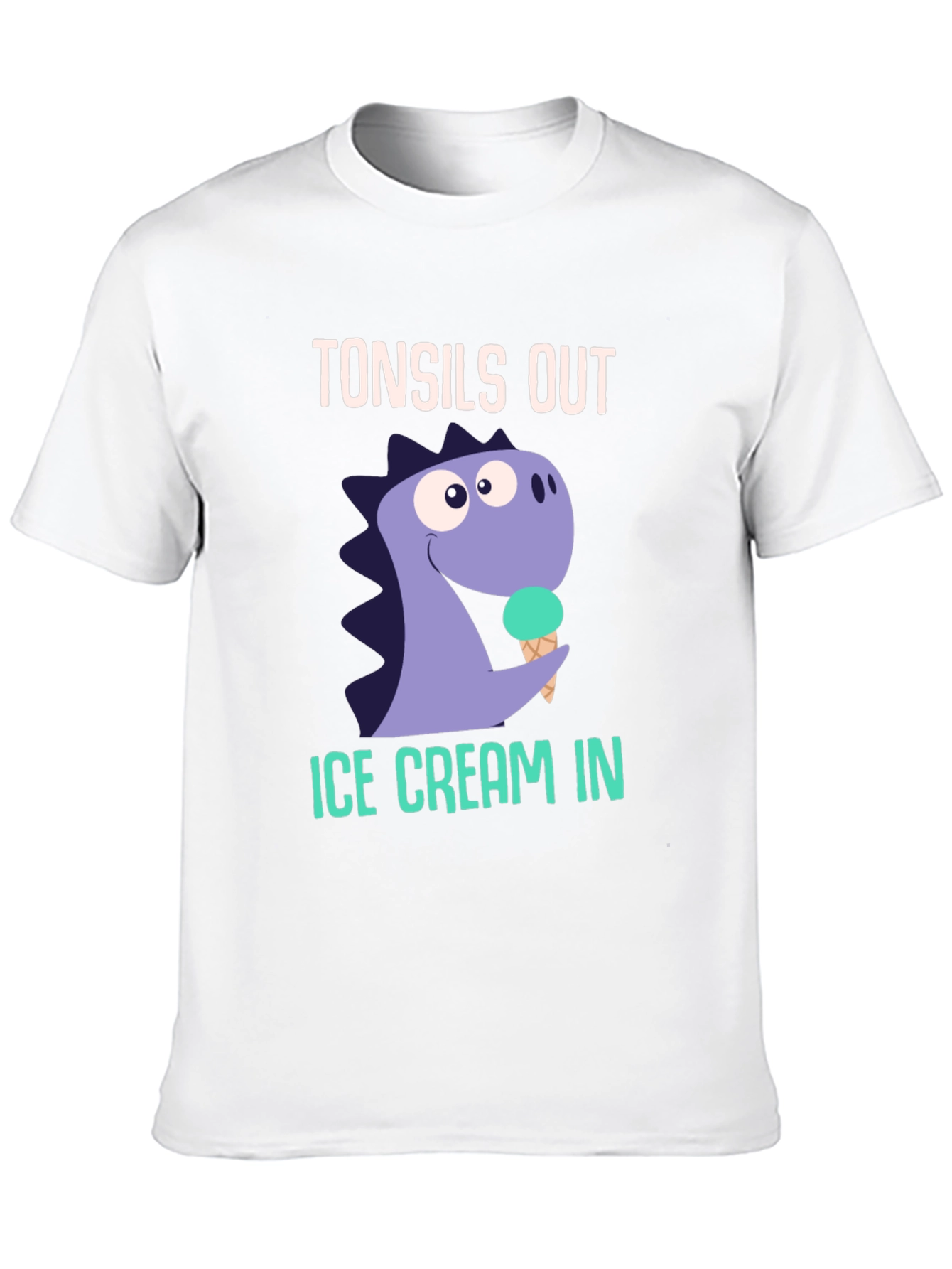 Tonsils Out Ice Cream In Dinosaur Graphic T-Shirt