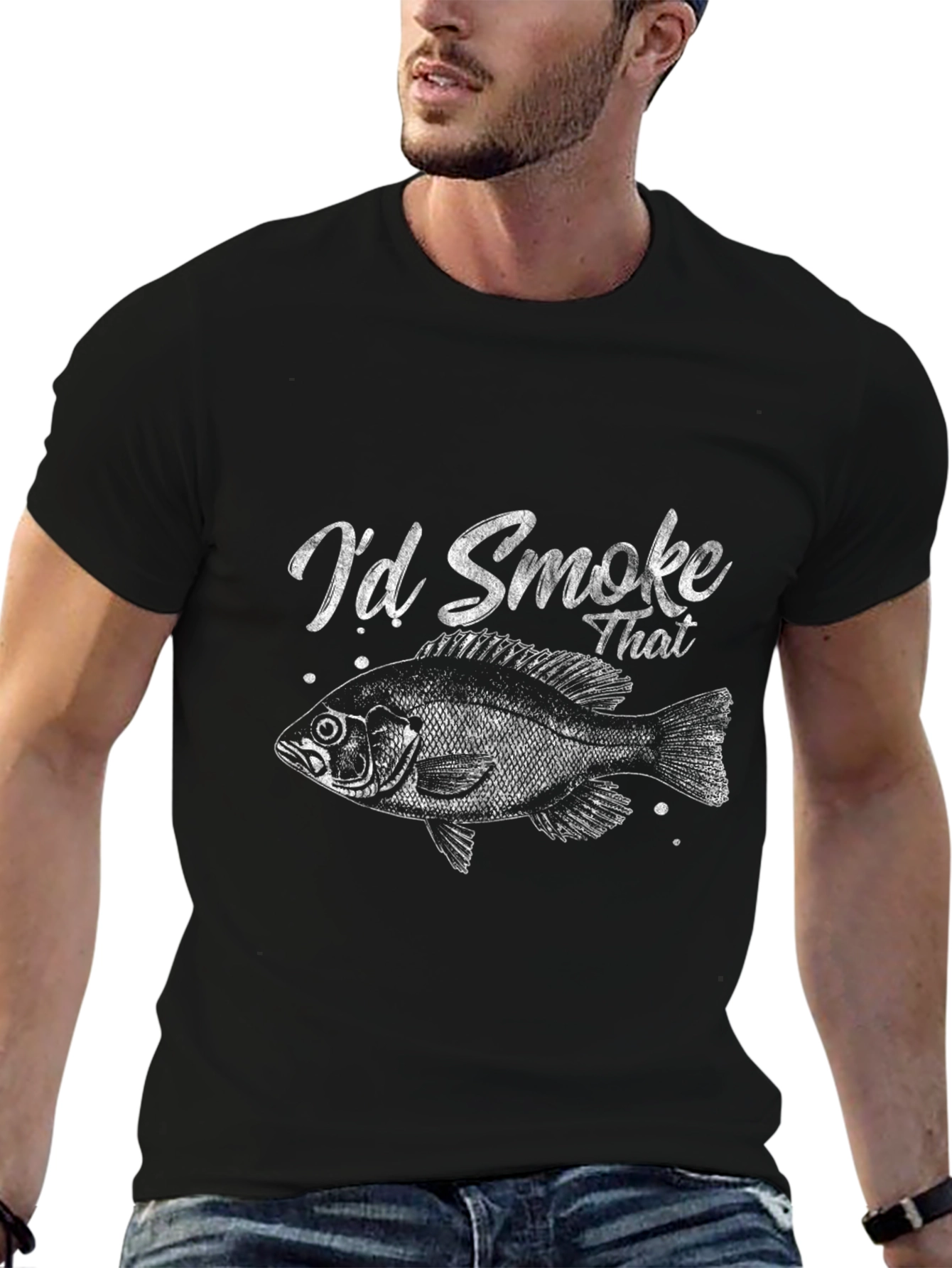 Id Smoke That Fish Graphic Tee - Black