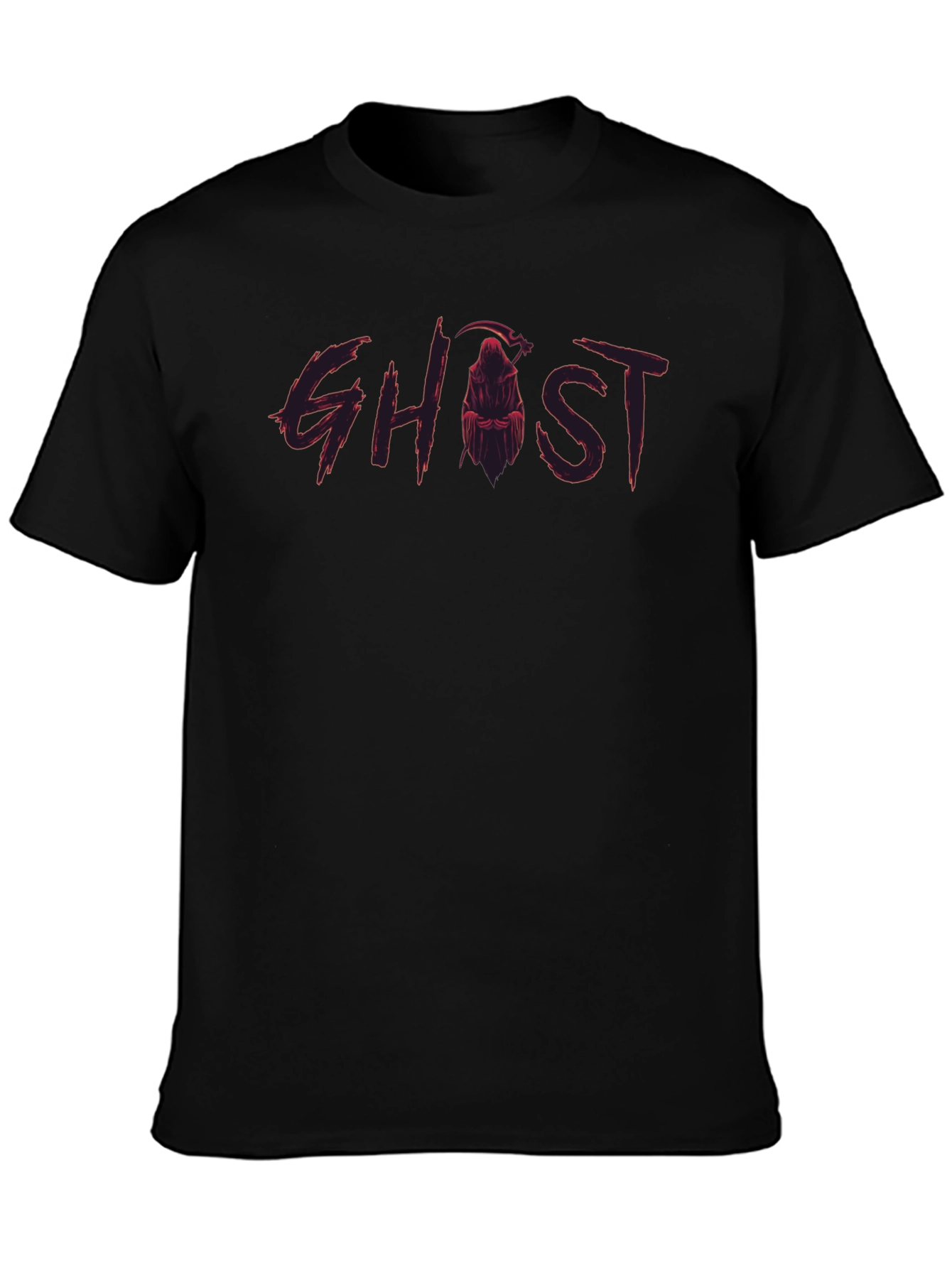 Ghost Reaper Graphic Print Black T-Shirt