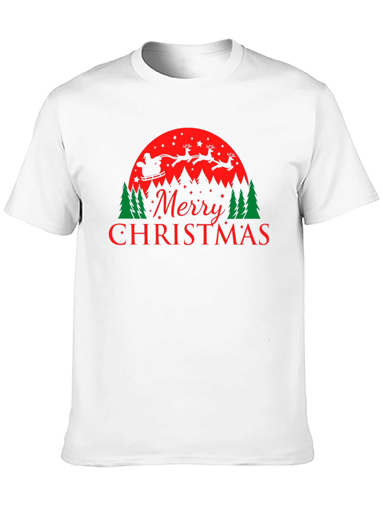 Merry Christmas Santa and Reindeer Graphic Tee