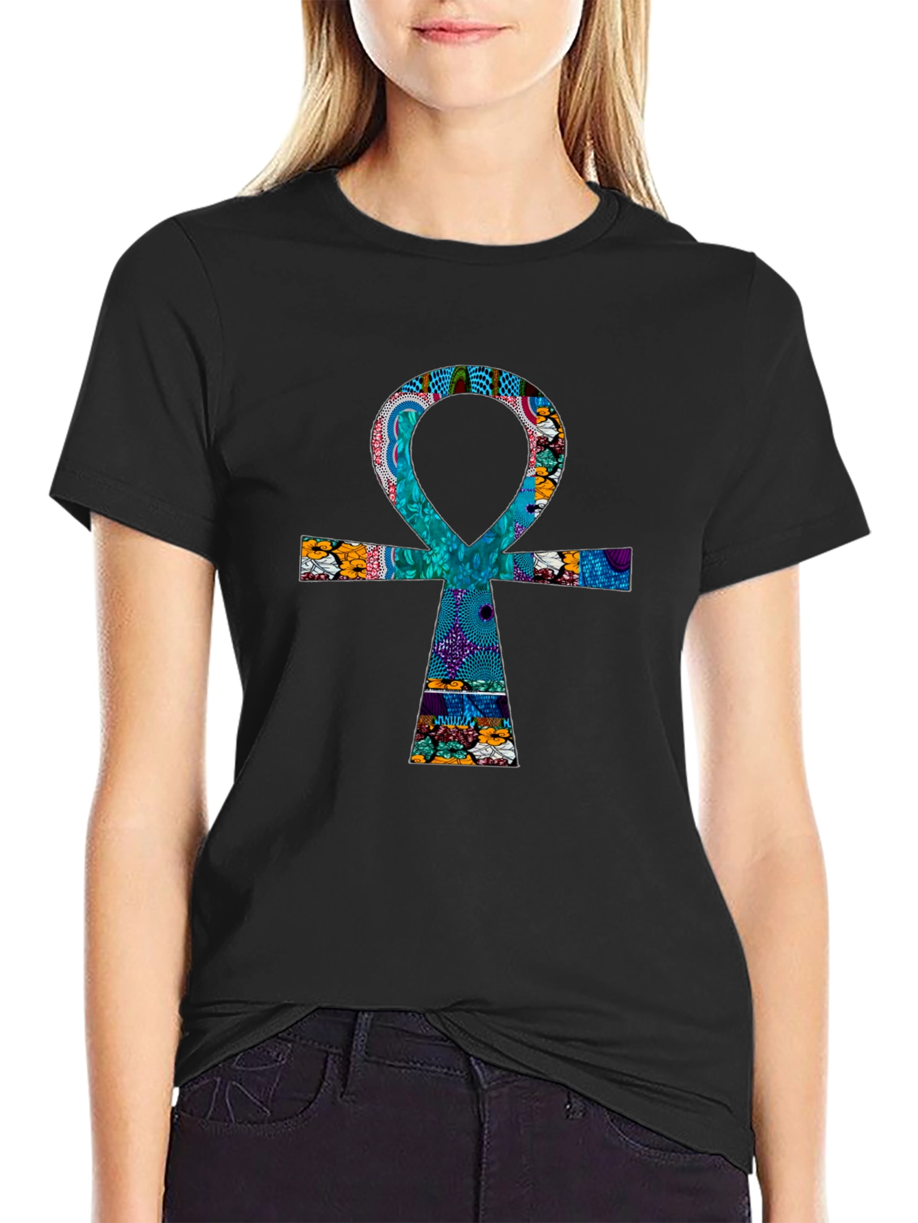 Ankh Cross Graphic Print T-Shirt