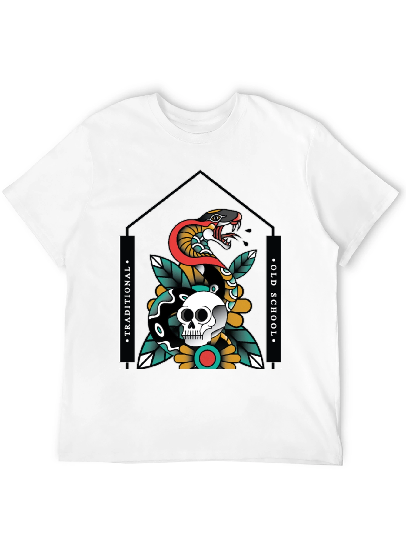 Skull & Snake Graphic Tee - Traditional Old School
