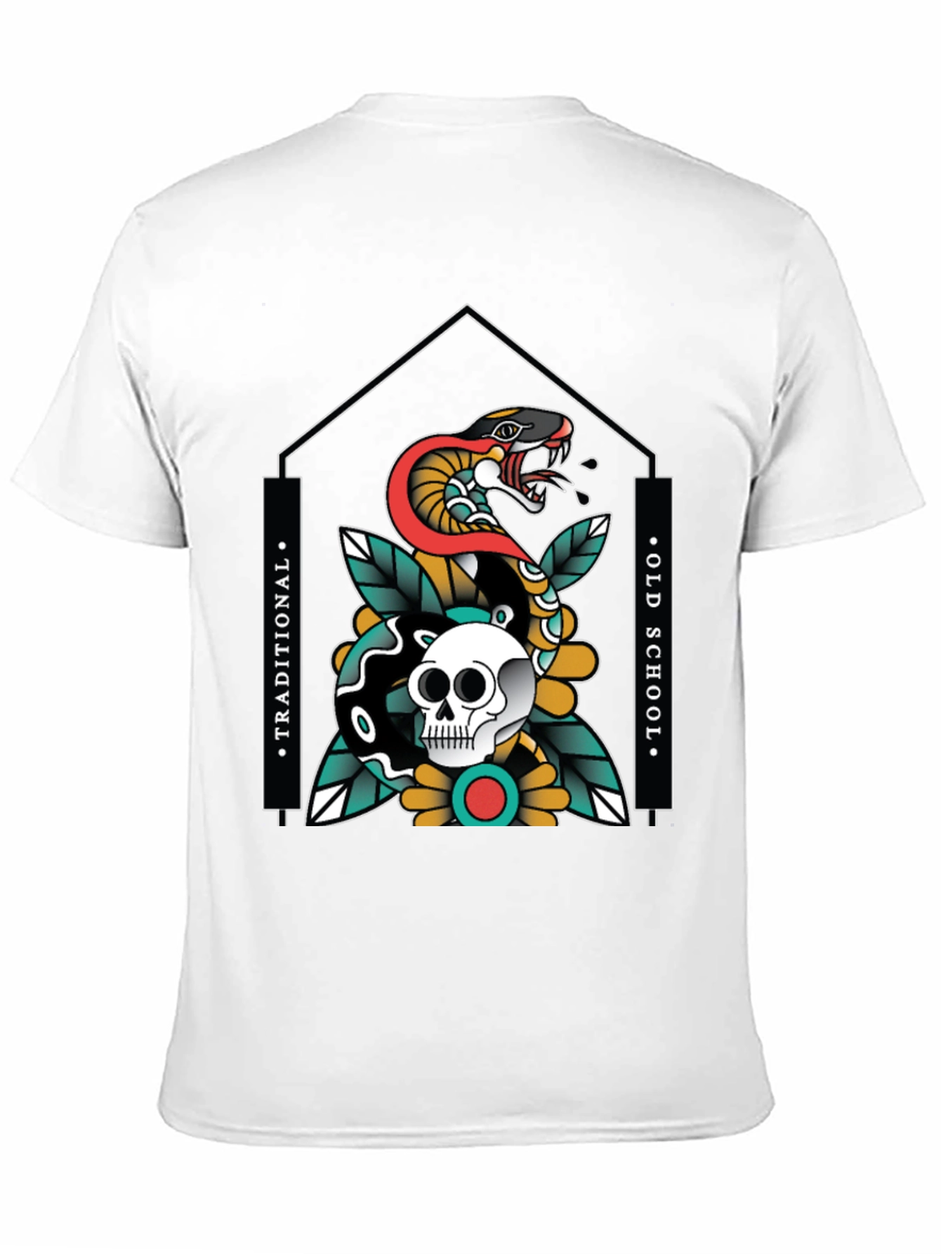 Skull & Snake Graphic Tee - Traditional Old School