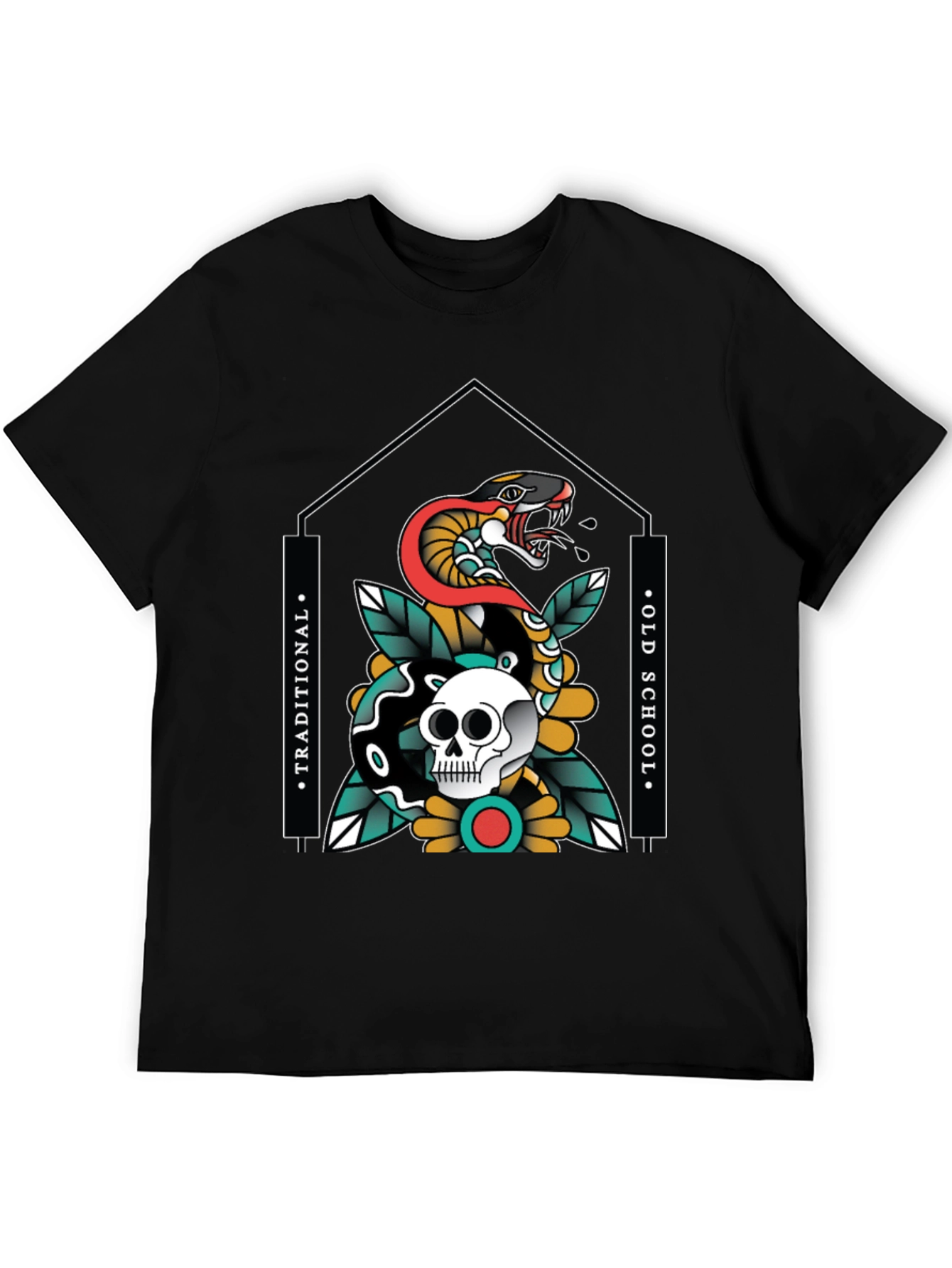 Skull & Snake Graphic Tee - Traditional Old School