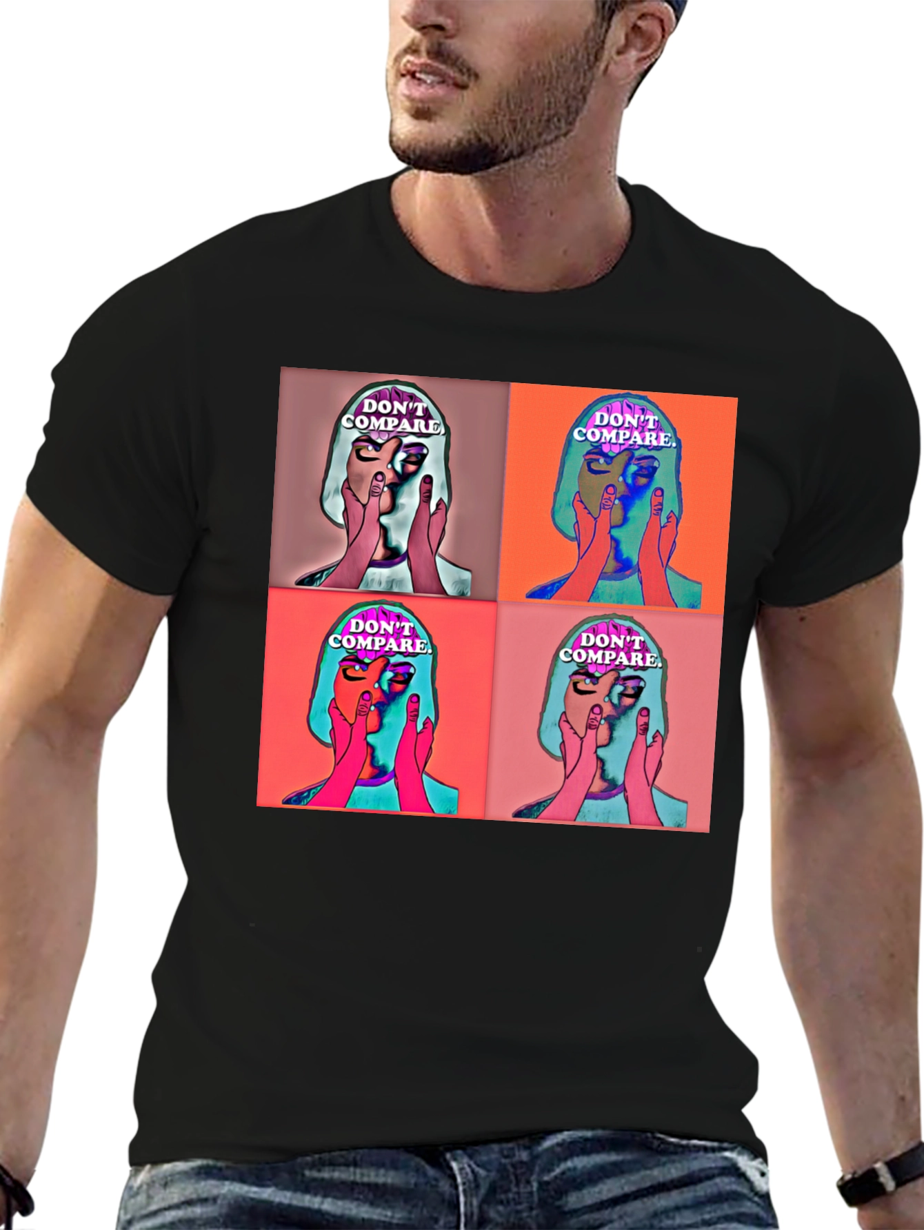 Dont Compare Graphic Print Black T-Shirt