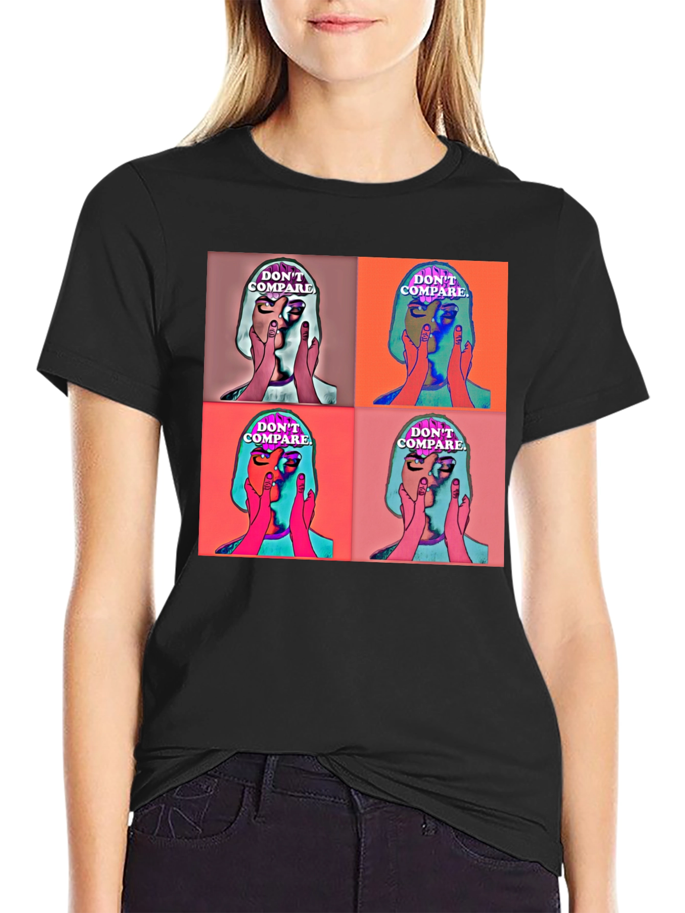 Dont Compare Graphic Print Black T-Shirt