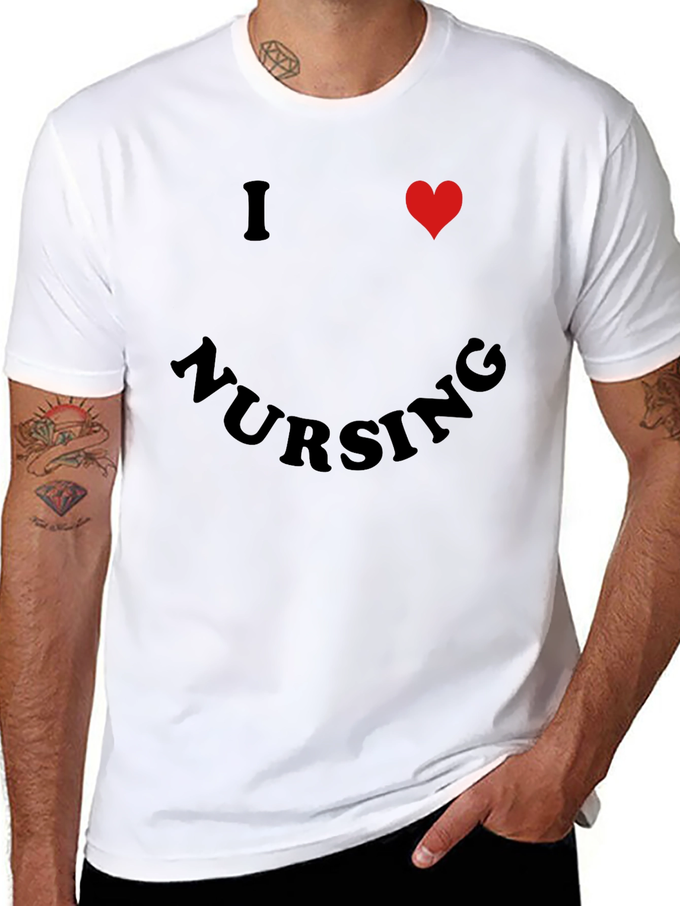 I Heart Nursing Black Graphic T-Shirt