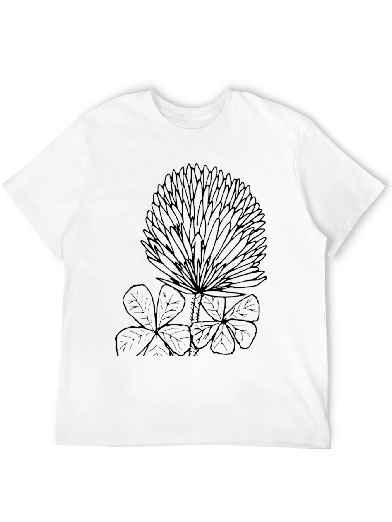 Black T-Shirt with Clover and Floral Design