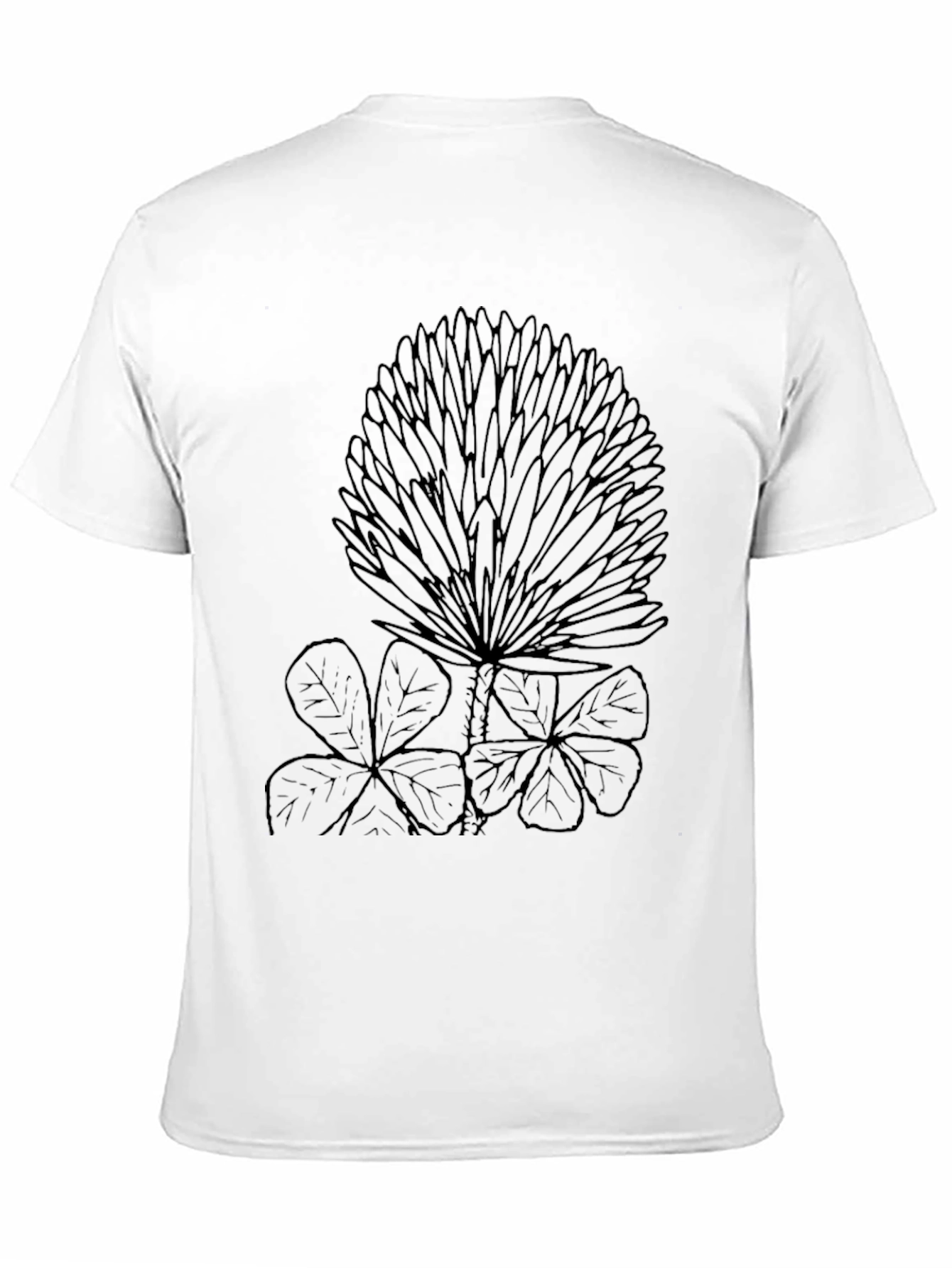 Black T-Shirt with Clover and Floral Design