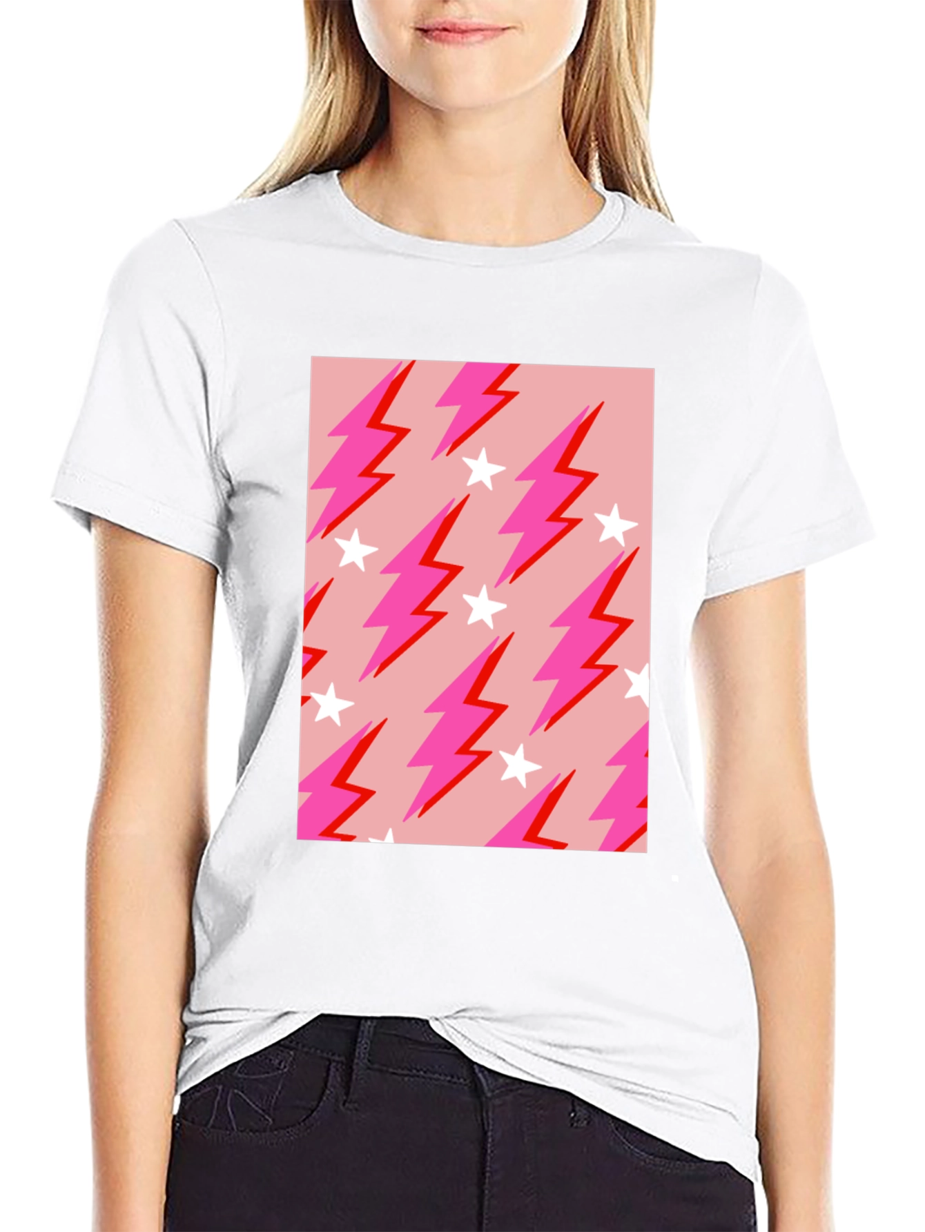 Lightning Bolt Star Graphic Tee - Trendy Casual Style
