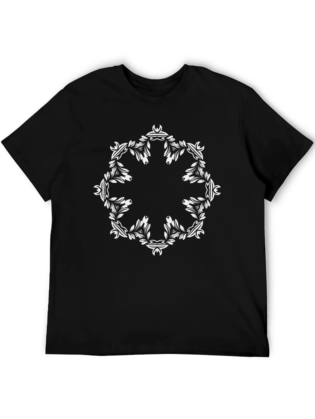 Black Tee with Floral Mandala Design