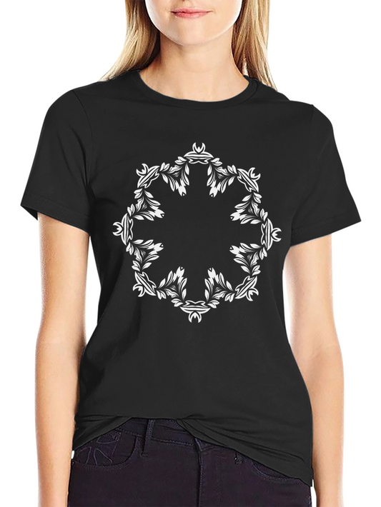 Black Tee with Floral Mandala Design