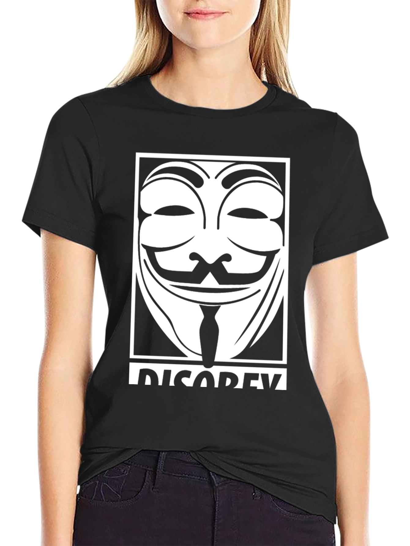 Anonymous Mask Graphic Black T-Shirt - Disobey