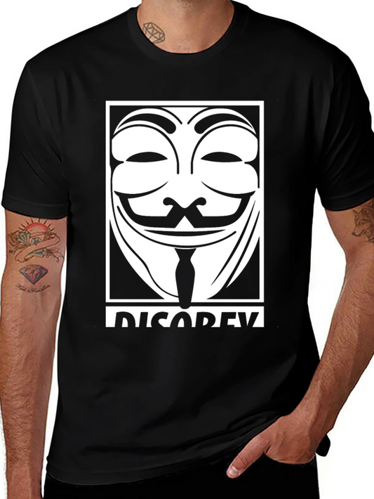 Anonymous Mask Graphic Black T-Shirt - Disobey