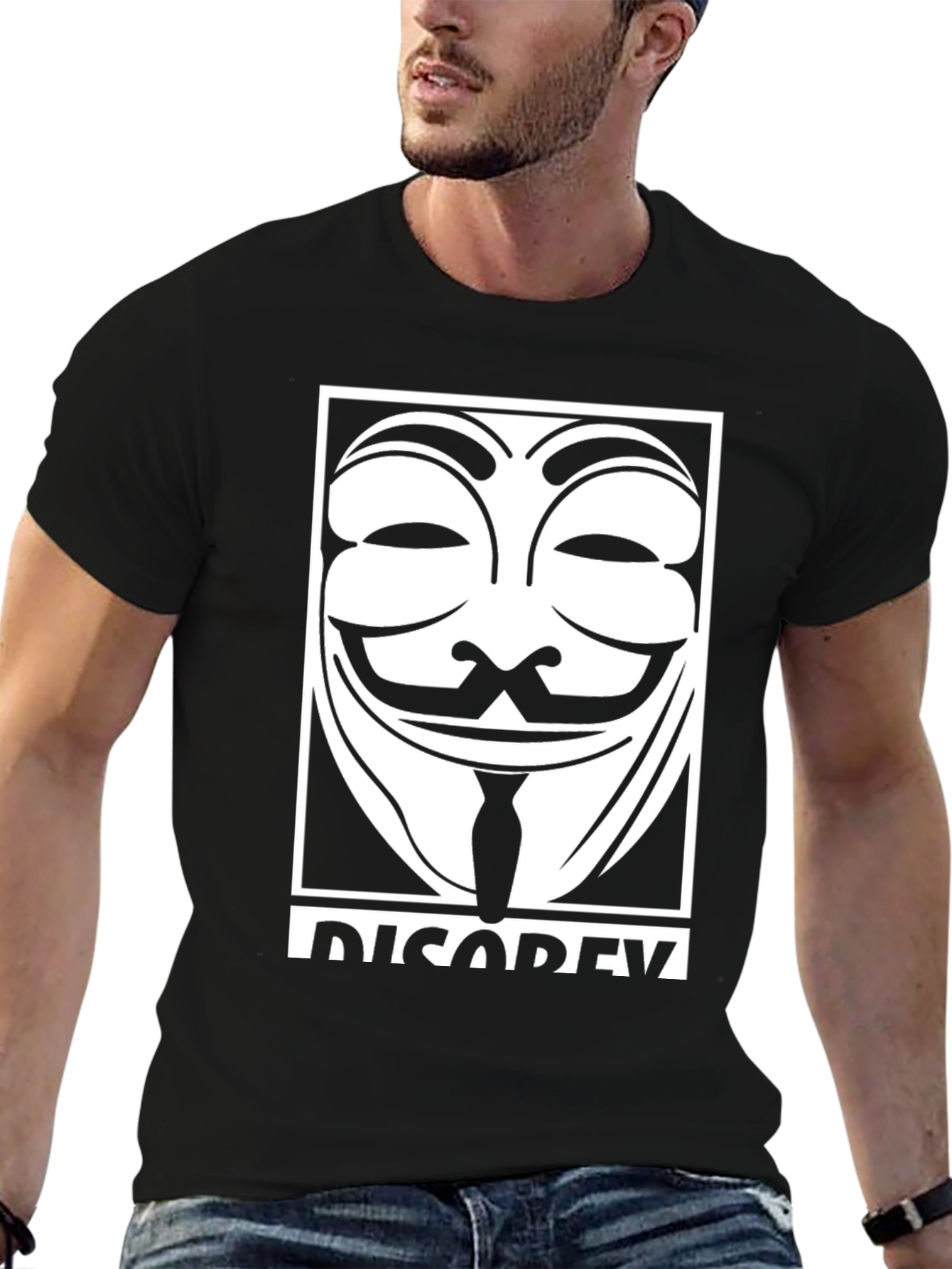 Anonymous Mask Graphic Black T-Shirt - Disobey