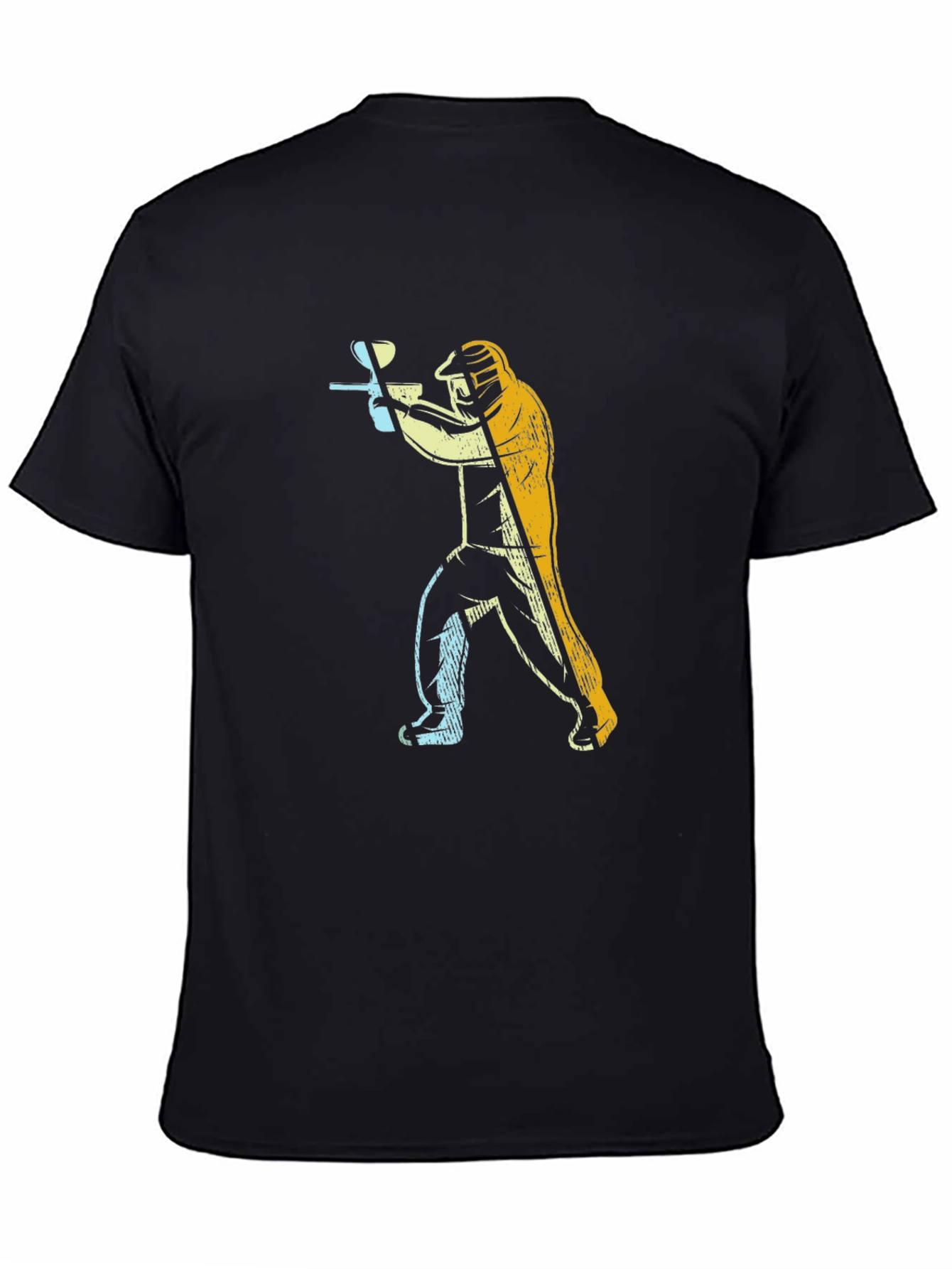 Paintball Player Graphic Tee - Black Cotton Casual Shirt