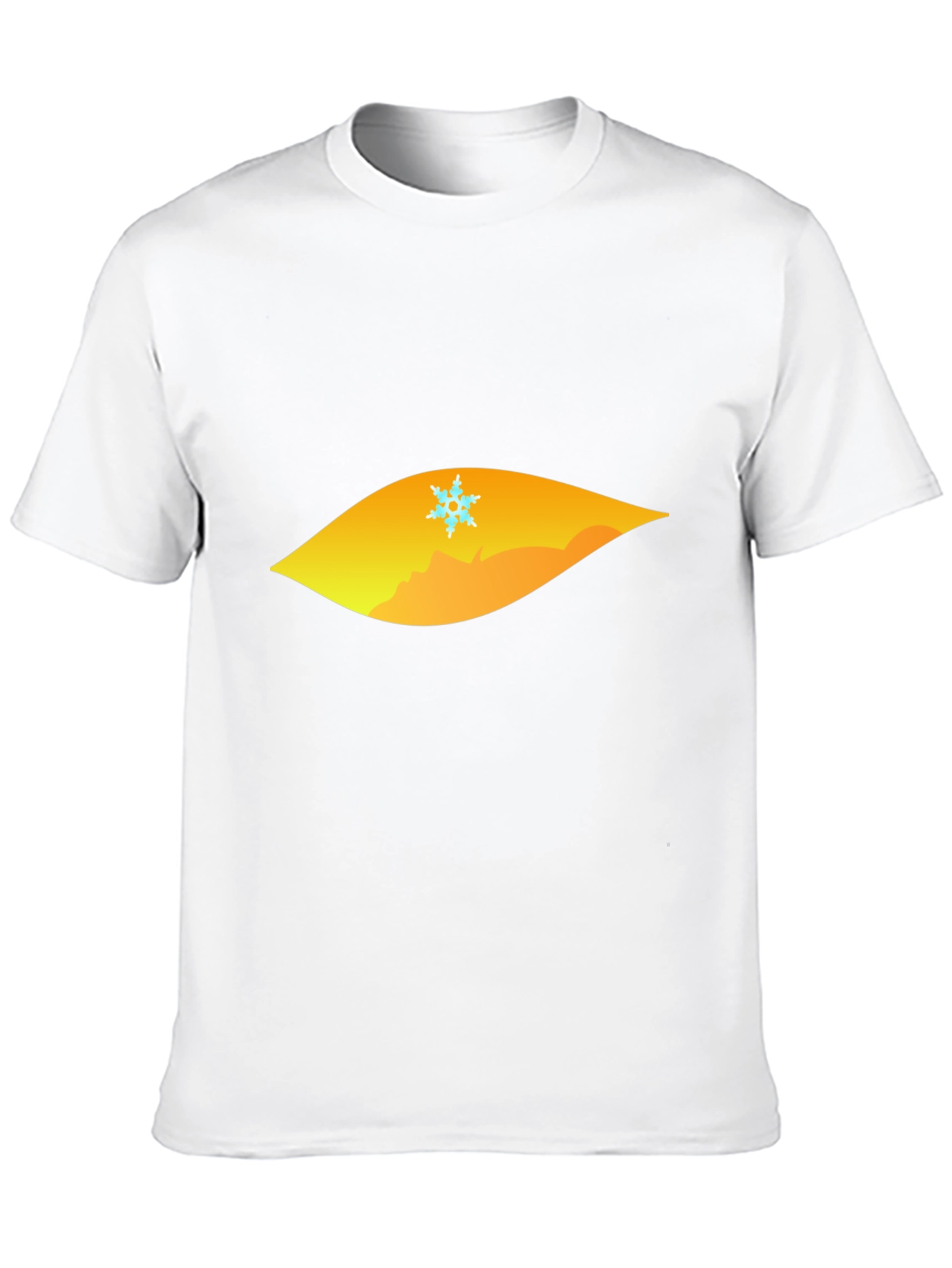 Black T-Shirt with Geometric Snowflake Mountain Design