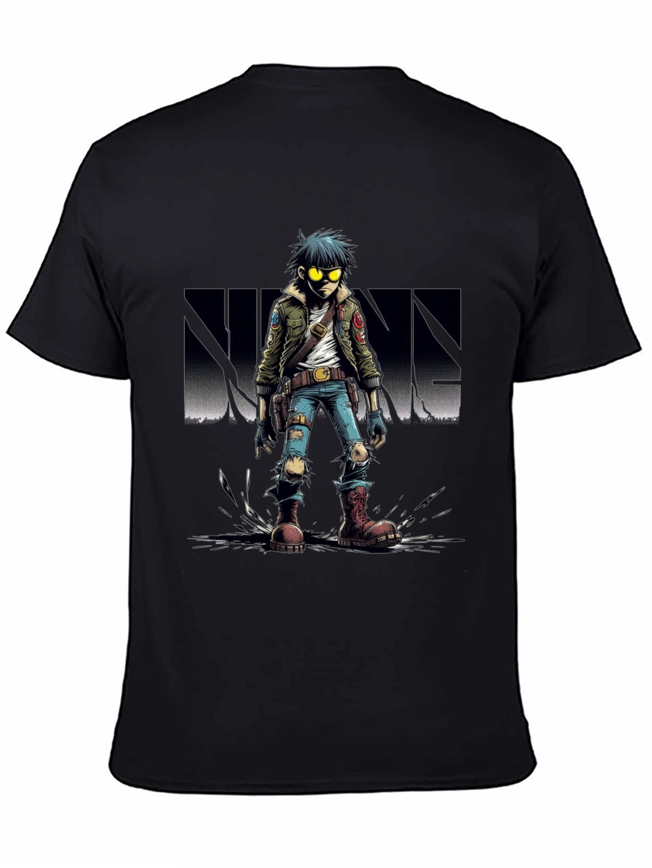 Gorillaz 2D Character Graphic Black T-Shirt