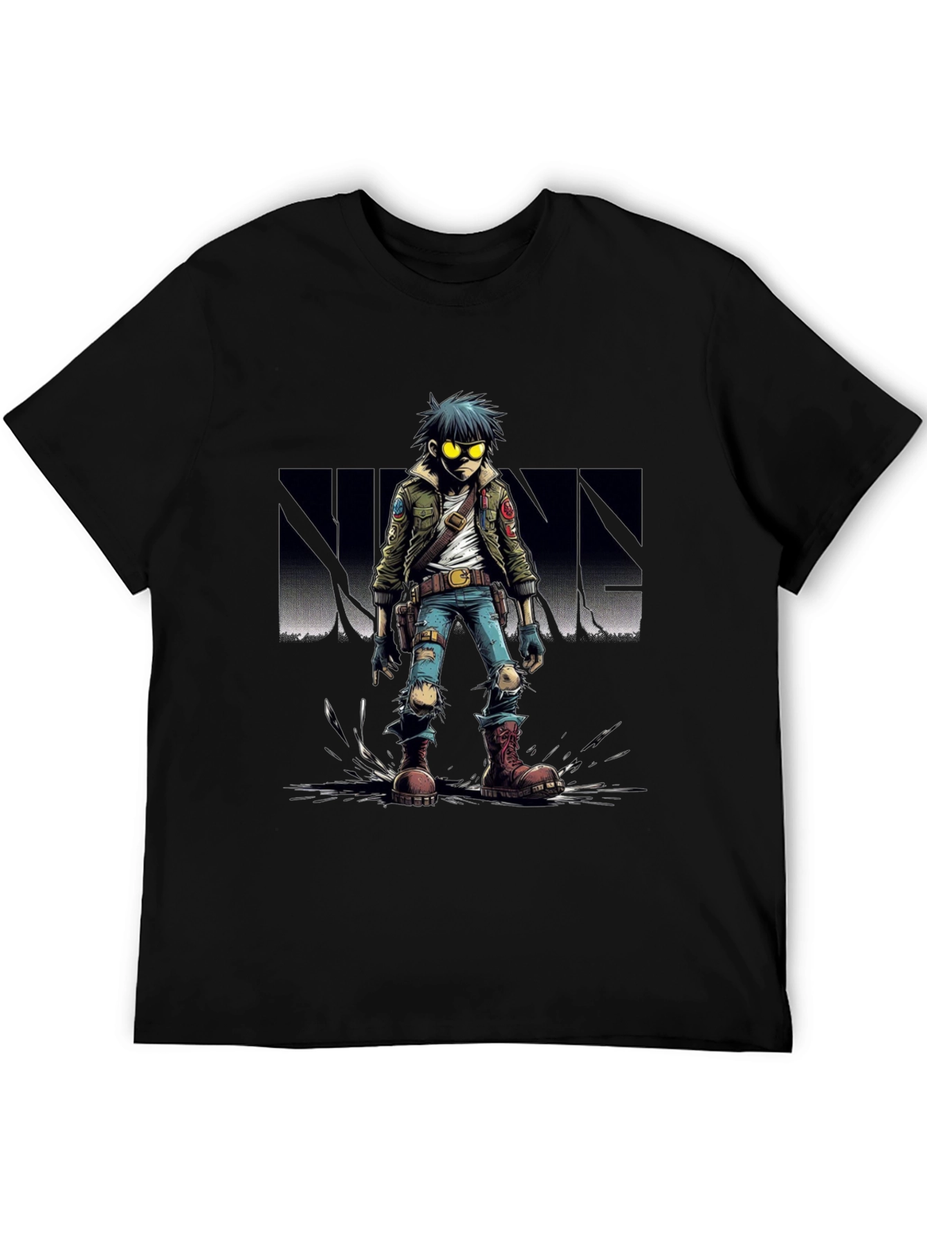 Gorillaz 2D Character Graphic Black T-Shirt