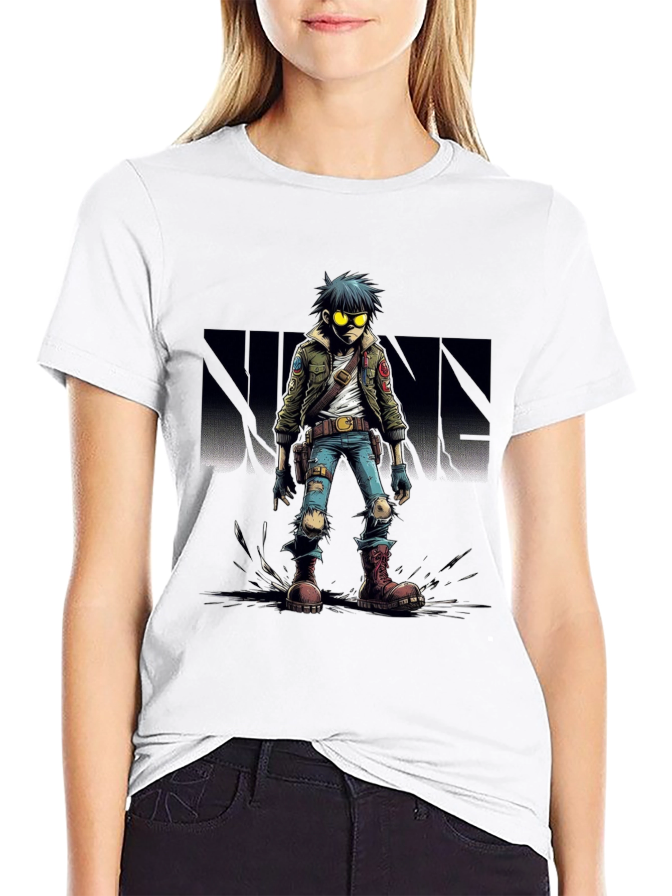 Gorillaz 2D Character Graphic Black T-Shirt