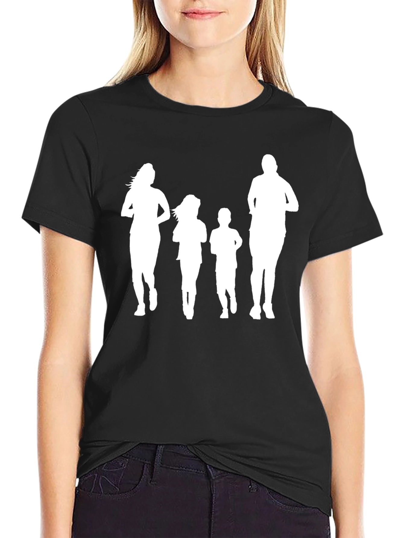 Family Running Silhouette Black T-Shirt