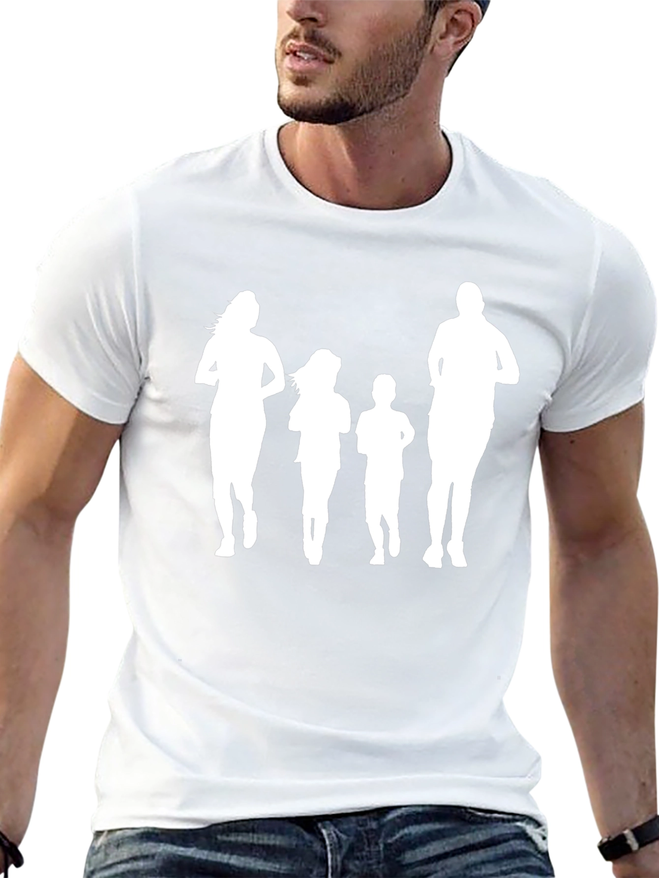 Family Running Silhouette Black T-Shirt