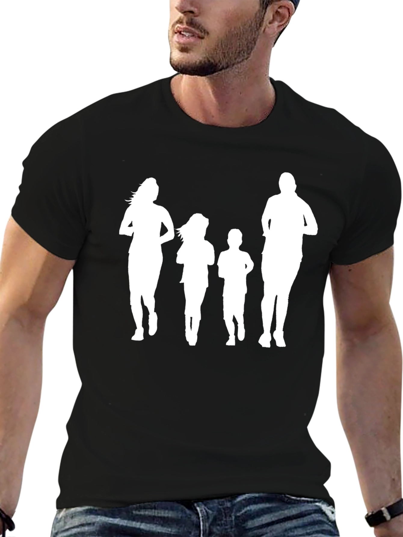 Family Running Silhouette Black T-Shirt