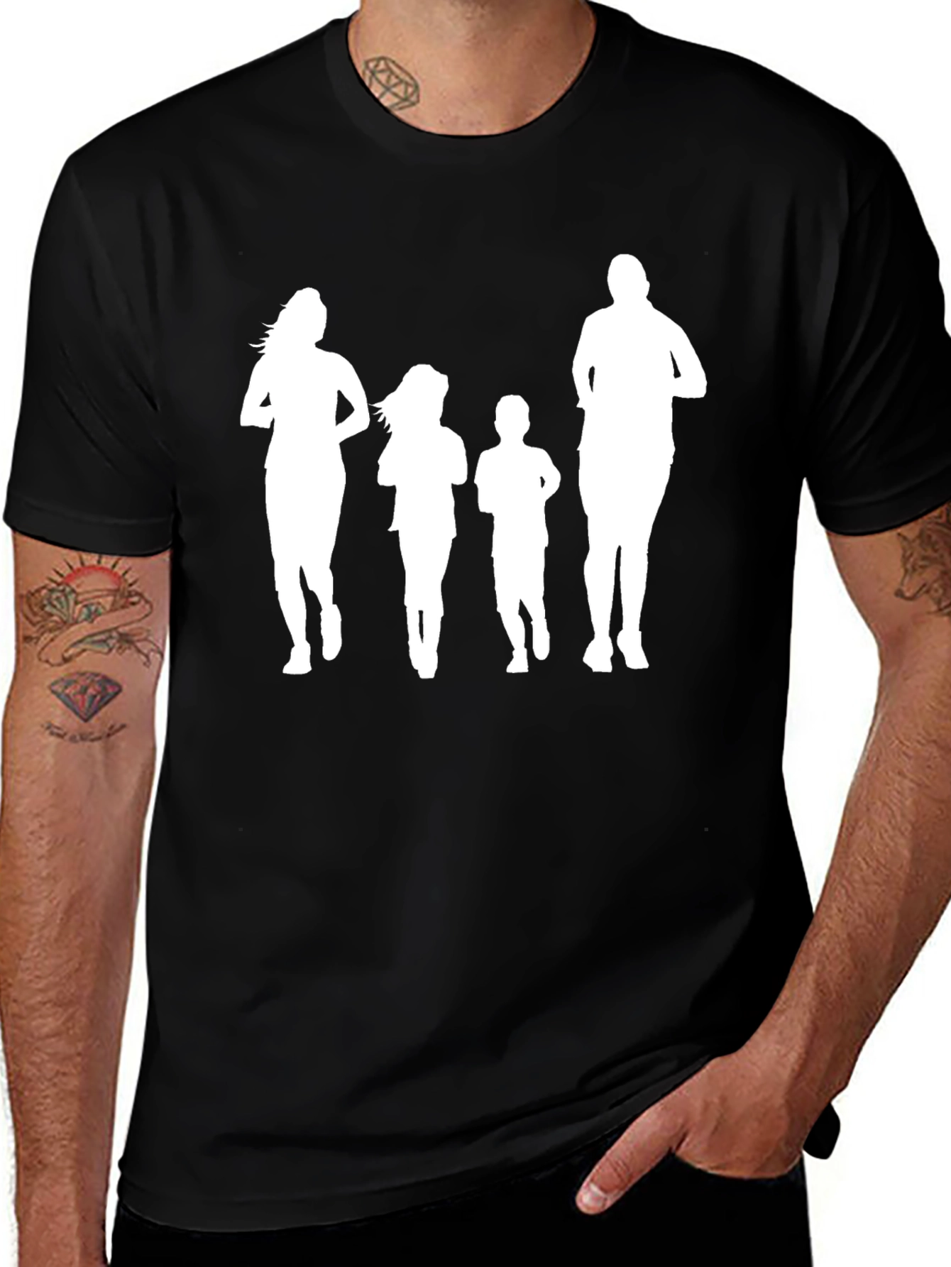 Family Running Silhouette Black T-Shirt