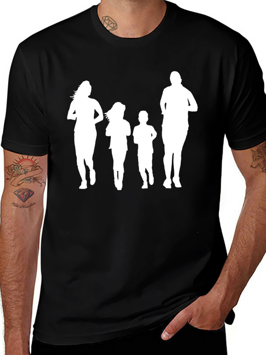 Family Running Silhouette Black T-Shirt