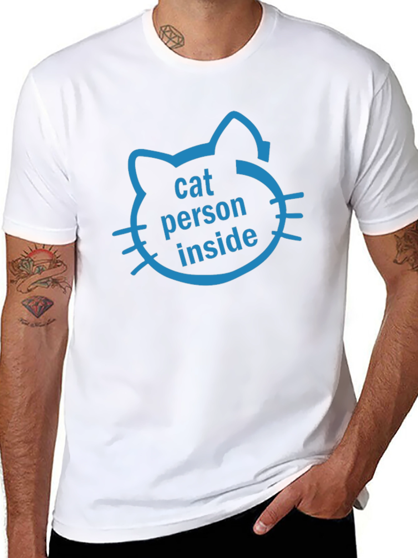 Cat Person Inside Black T-Shirt