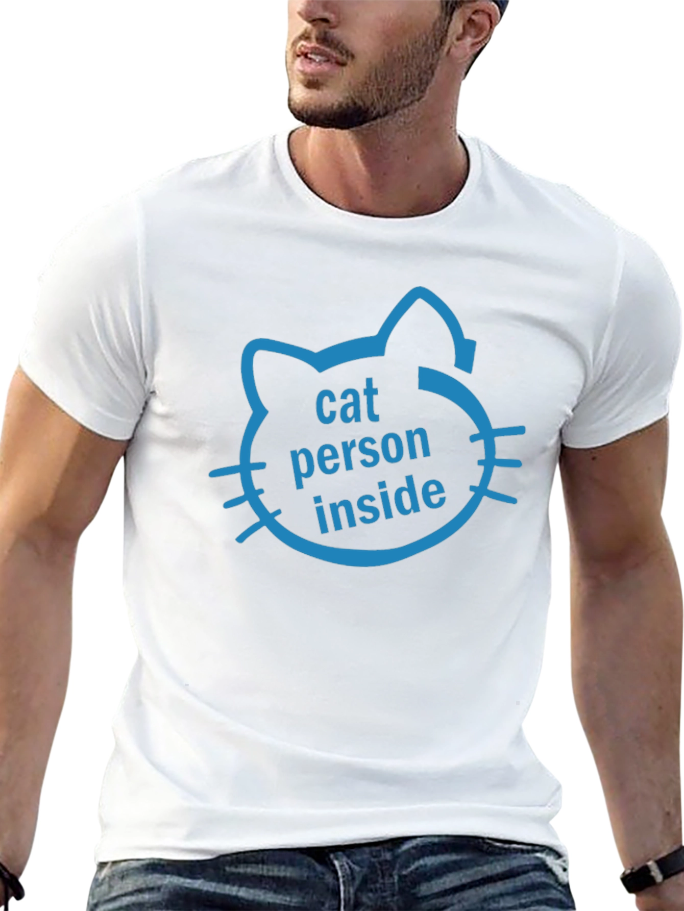 Cat Person Inside Black T-Shirt