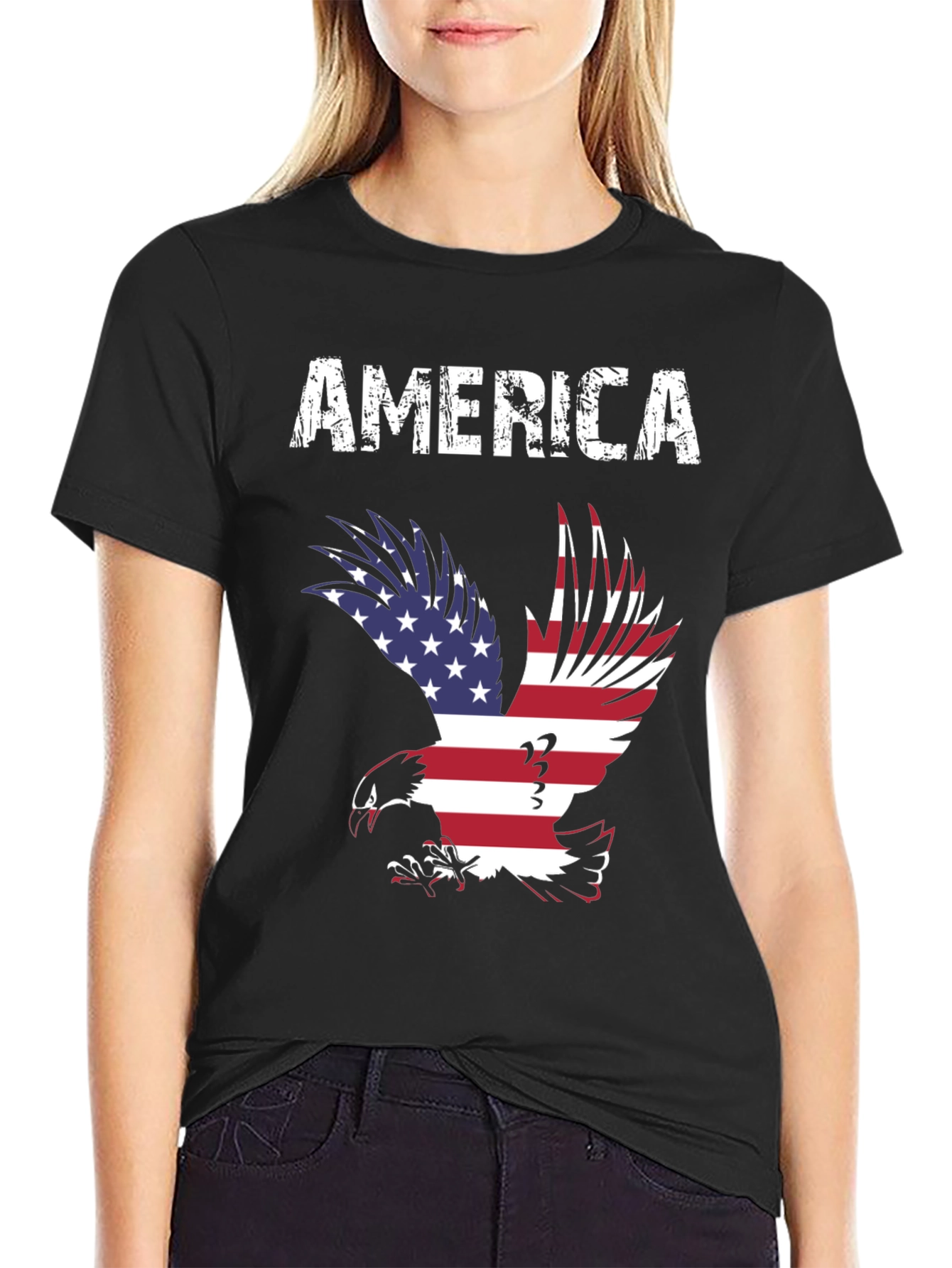 America Eagle Graphic Tee - Patriotic USA Flag T-Shirt