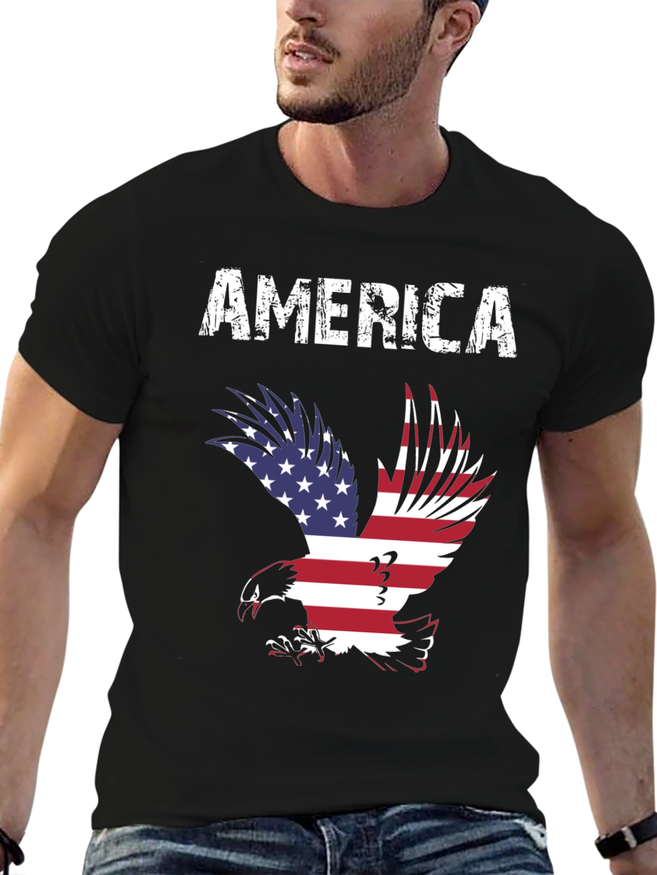 America Eagle Graphic Tee - Patriotic USA Flag T-Shirt